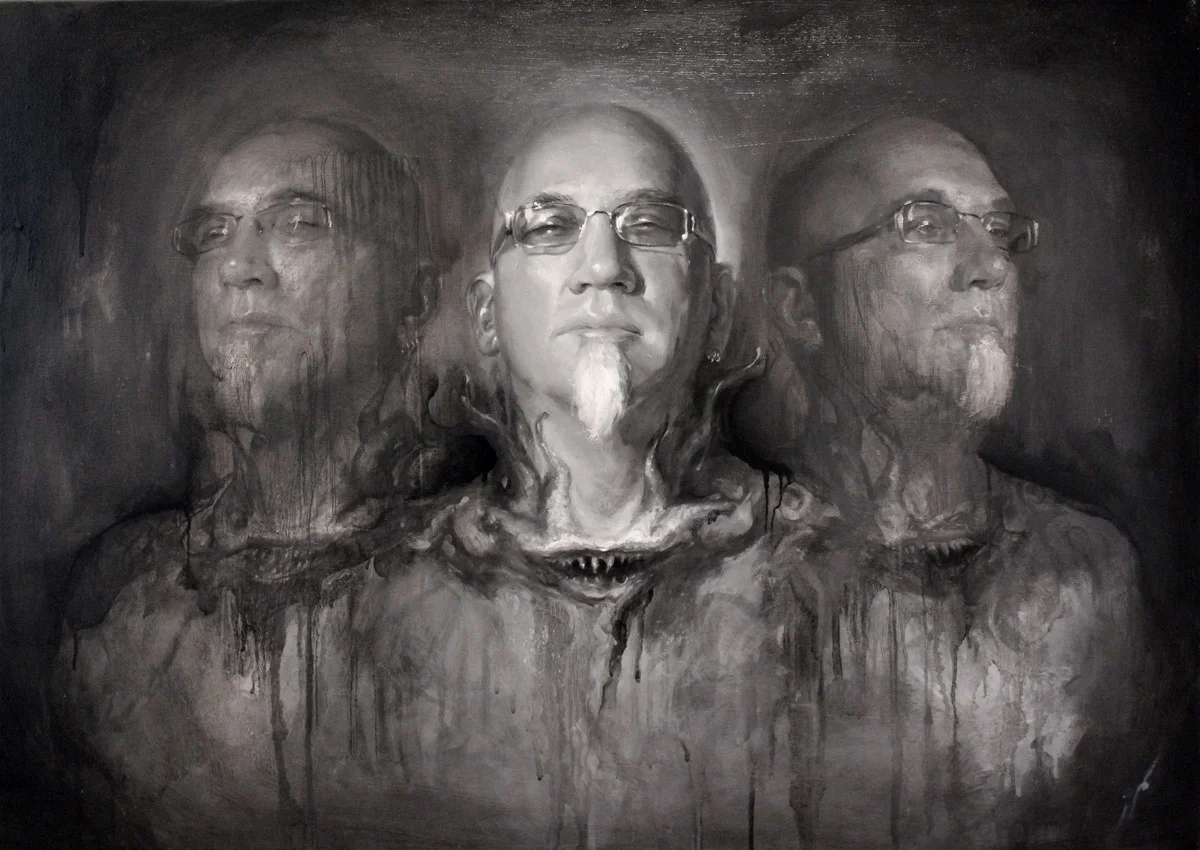 'Portrait of the Artist, Bob Tyrrell (Triple Head Study)', oil on canvas, 24" x 34", 2010, Collection of Bob Tyrrell