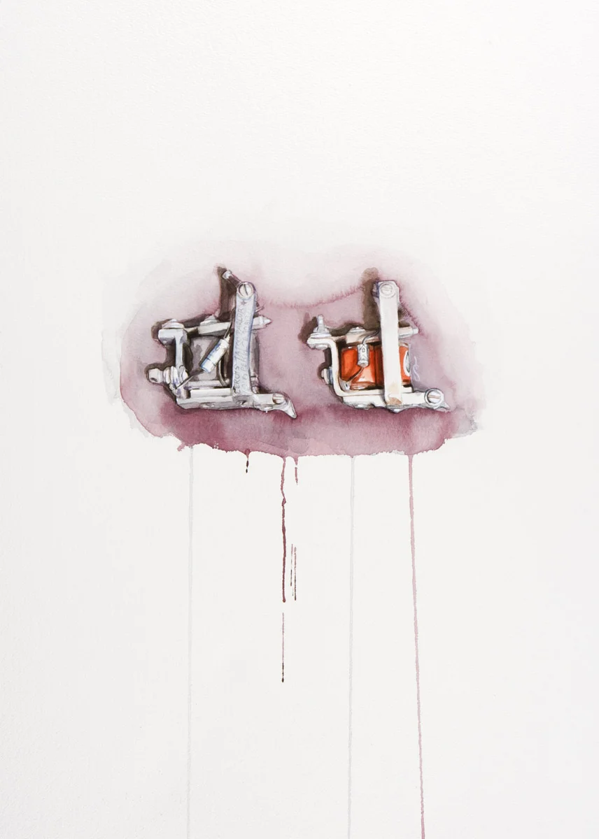 'Eric Maaske's Machines', watercolor and gouache on 300lb. Fabriano paper, 30" x 22", 2008, Private Collection