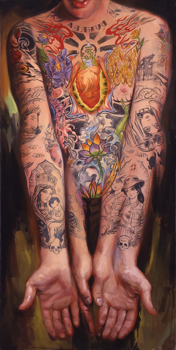 'Portrait of the Artist, Mike Giant', oil on wood, 48" x 24", 2006, Collection of Mike Giant