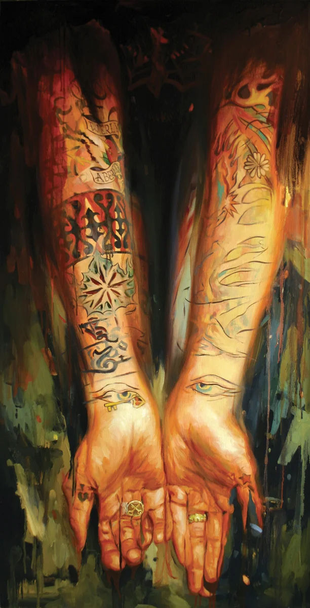 'Portrait of the Artist, Mike Davis', oil on canvas, 48" x 24", 2005, Collection of Ramon Lopez