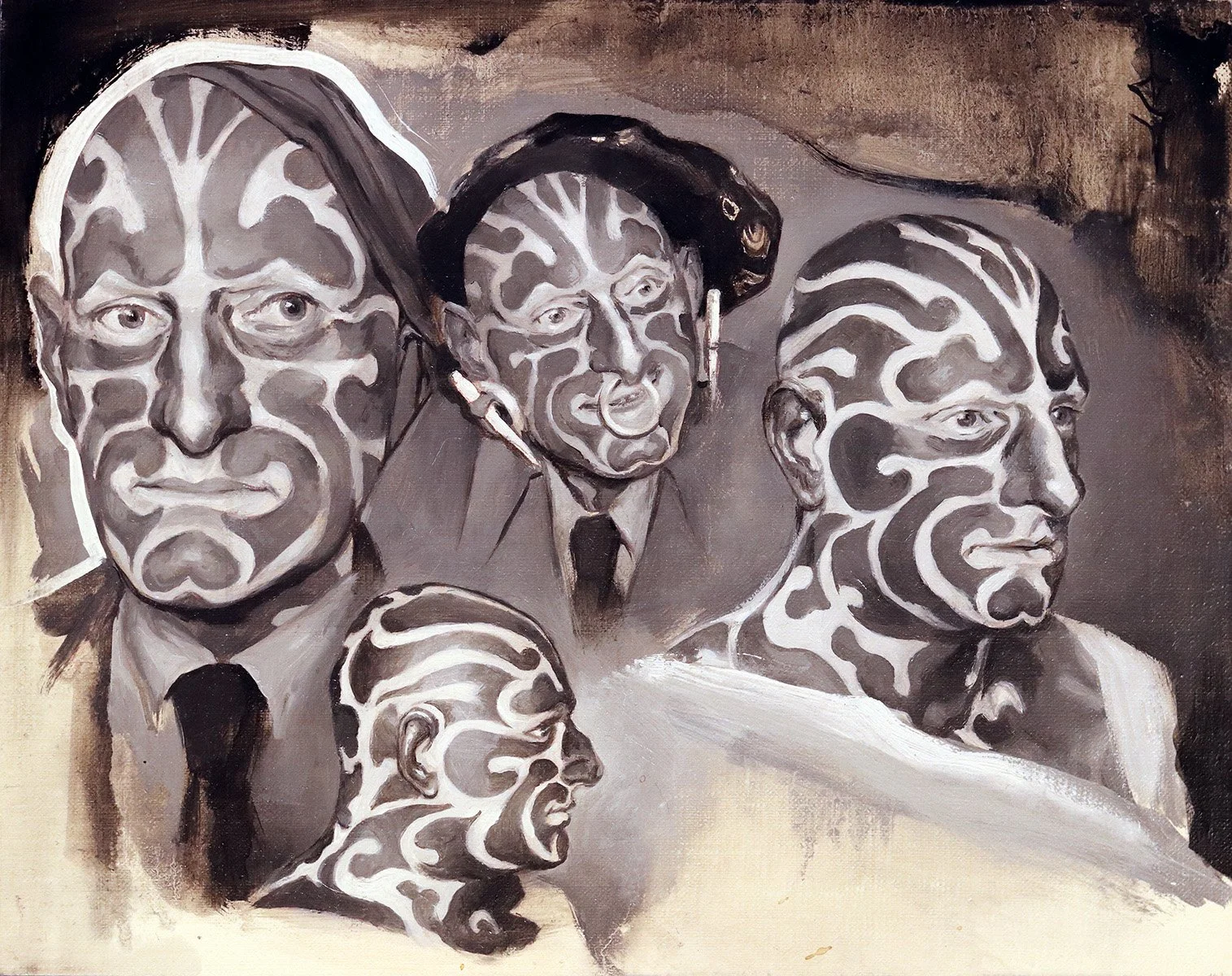 'The Great Omi (Horace Ridler) Study, 4 views', oil on linen panel, 8" x 10", 2023