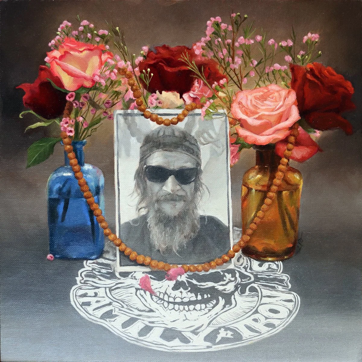 'Felix Leu Tribute Still Life', oil on linen panel, 12" x 12", 2022