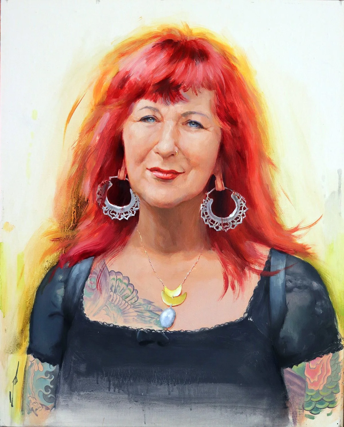 'Portrait Study of the Artist, Vyvyn Lazonga' oil on linen panel, 20" x 16", 2022