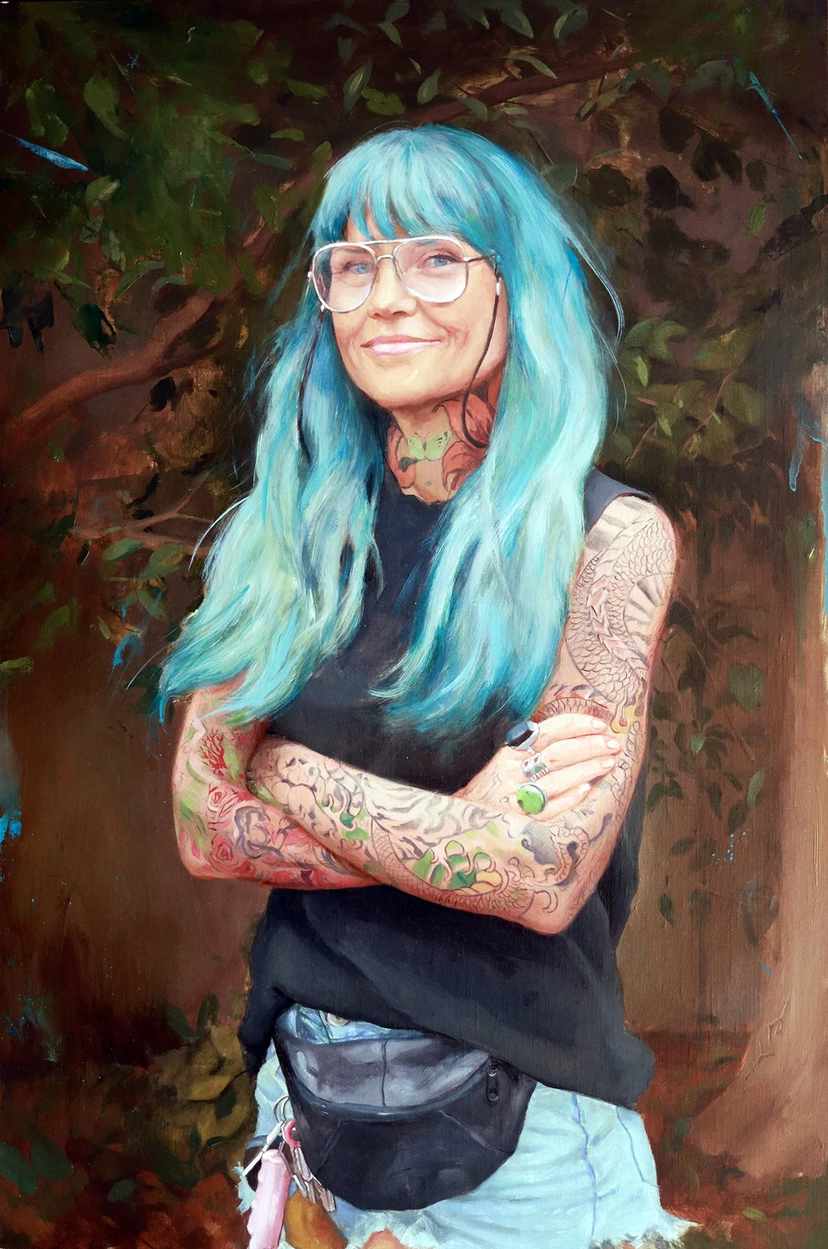 'Portrait of the Artist, Christy Fish', oil on linen panel, 24" x 16", 2022