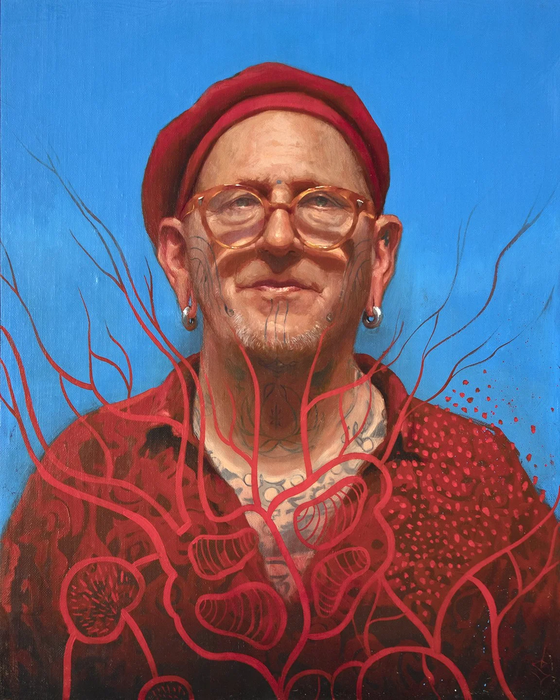 ‘Portrait of the Artist, Alex Binnie’, oil on linen panel, 20” x 16”, 2023