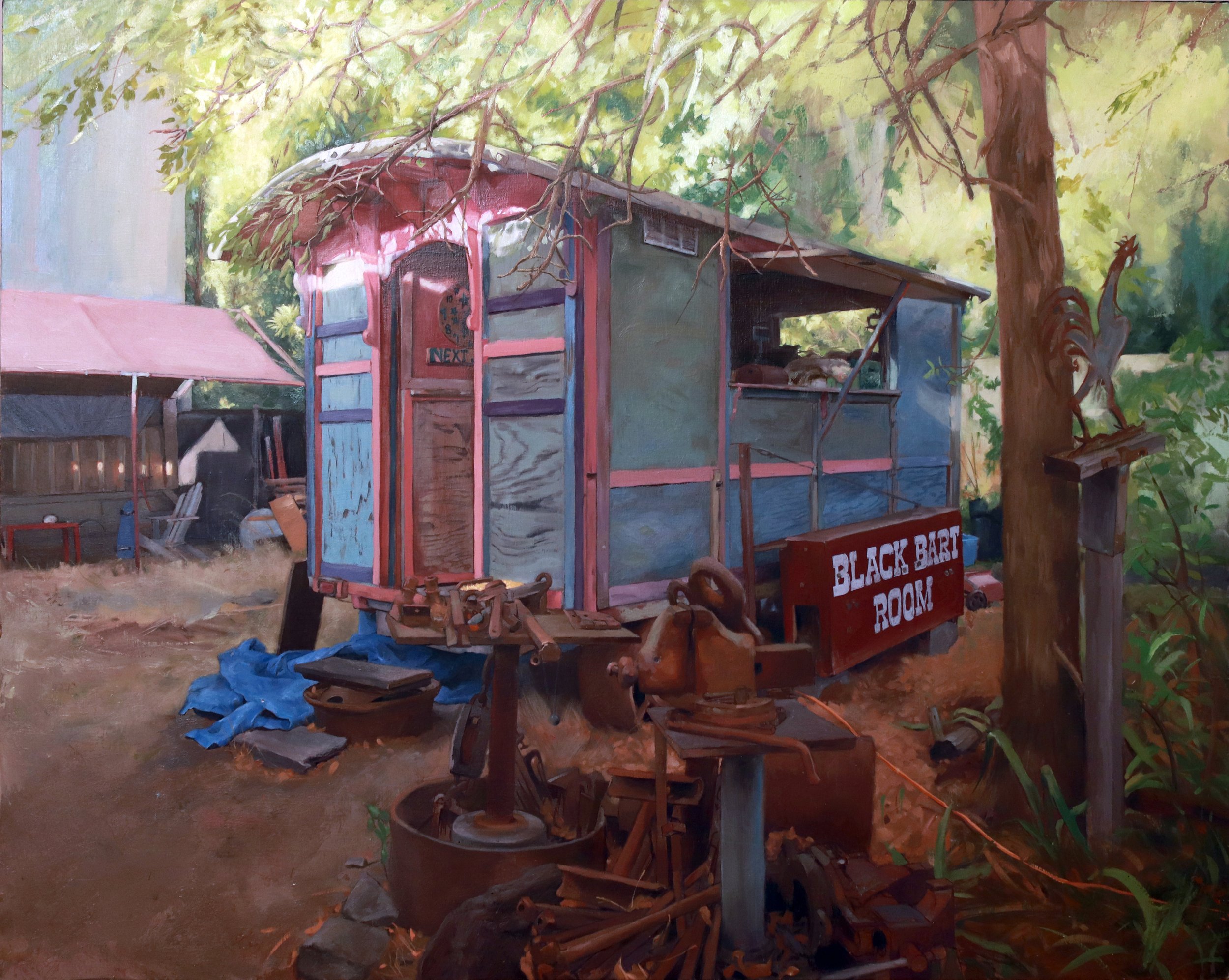 ‘Lyle Tuttle’s Gypsy Chuck Wagon, Ukiah, CA', oil on panel, 24” x 30”, 2020