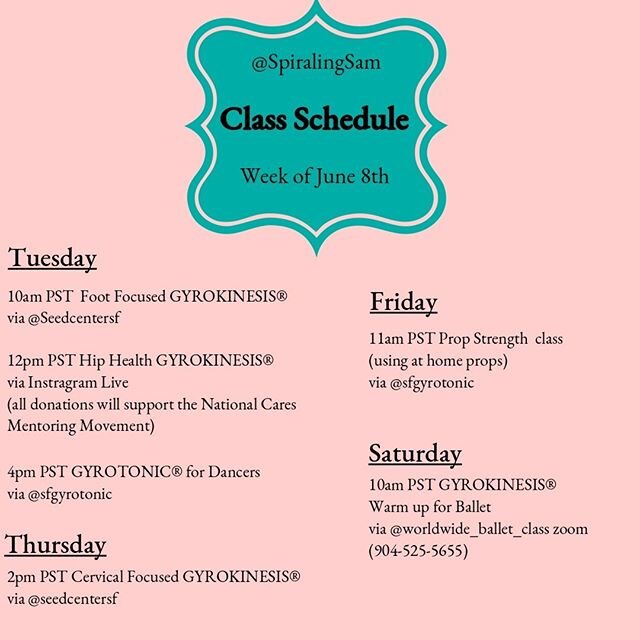 The continued love, support and action that I am seeing out in the community is inspiring. The world needs more open minds and open hearts. Let's keep going! .
.

Adding a hip focused GYROKINESIS&reg; class to support the National Cares Mentoring Mov