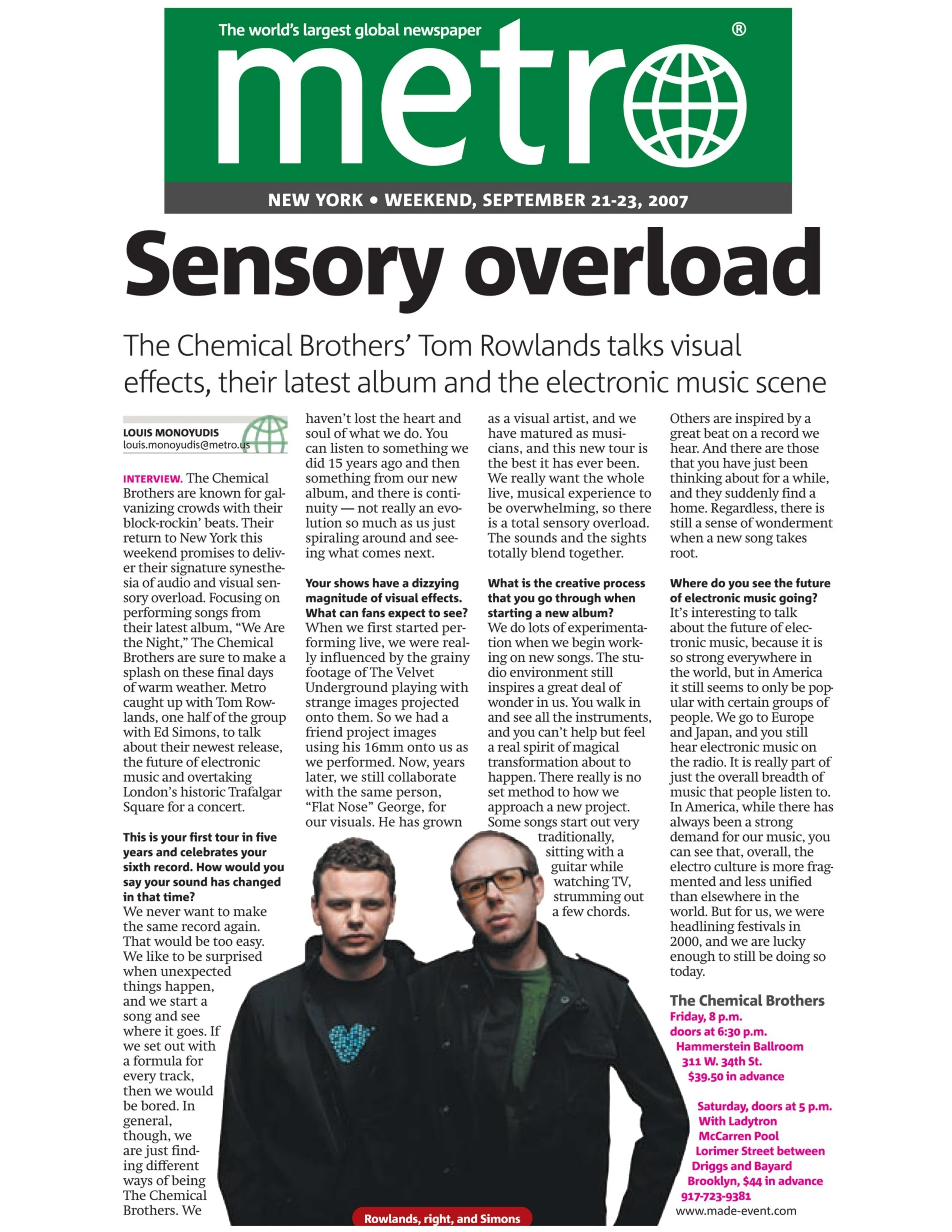 Chemical Brothers Article
