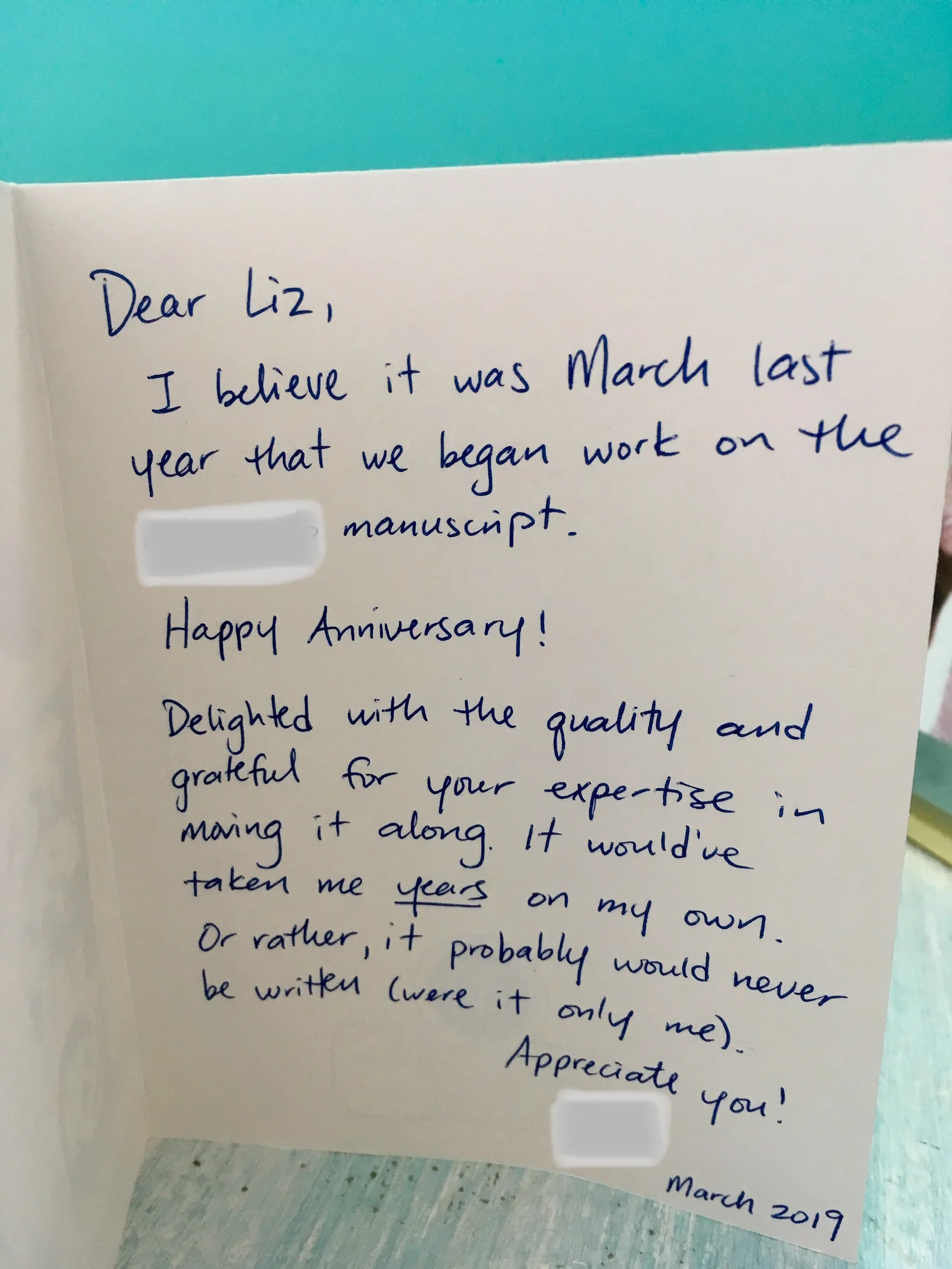 Another of Emma’s thank you cards.