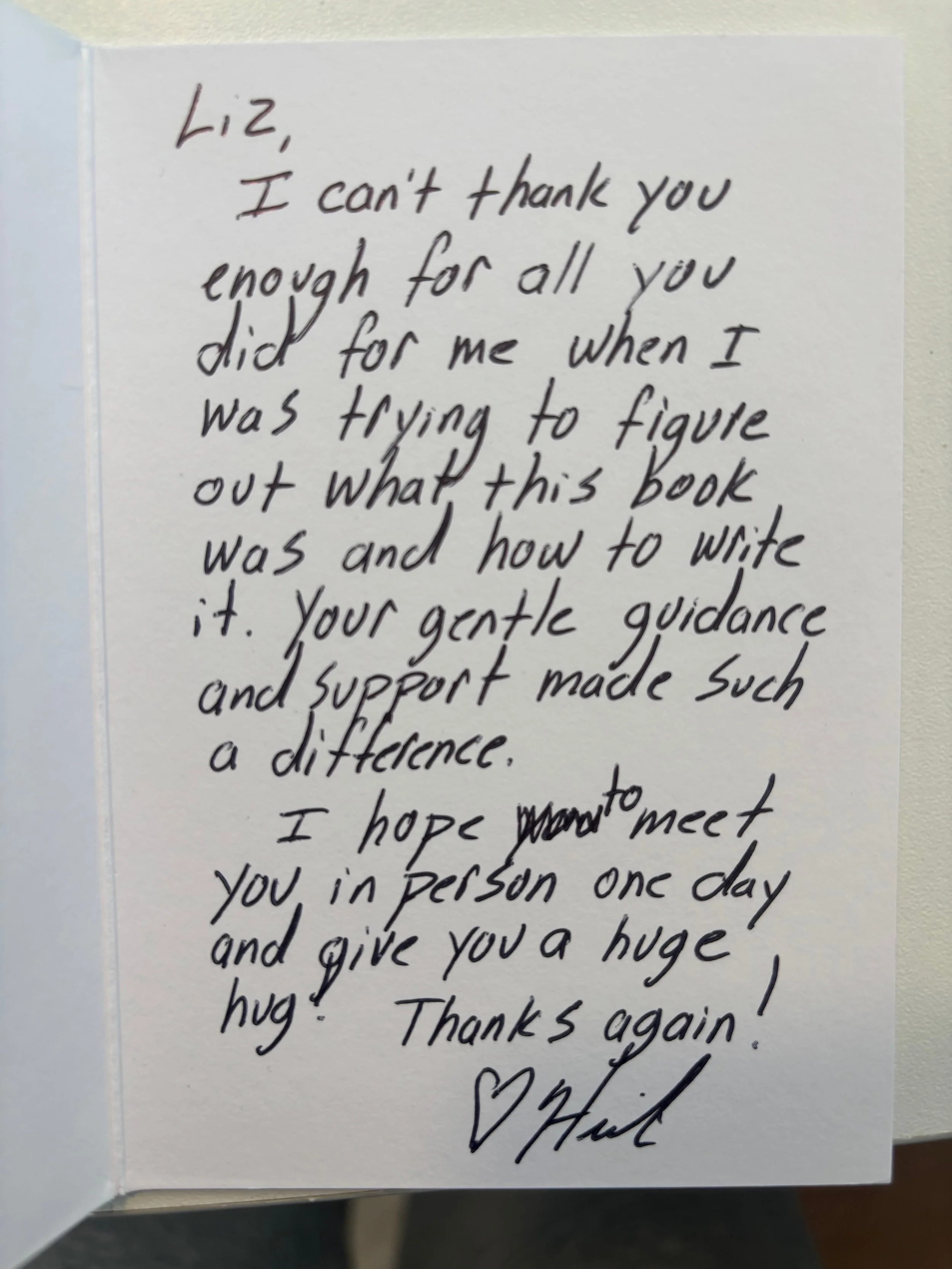 Thank you to Liz Green, memoir book coach