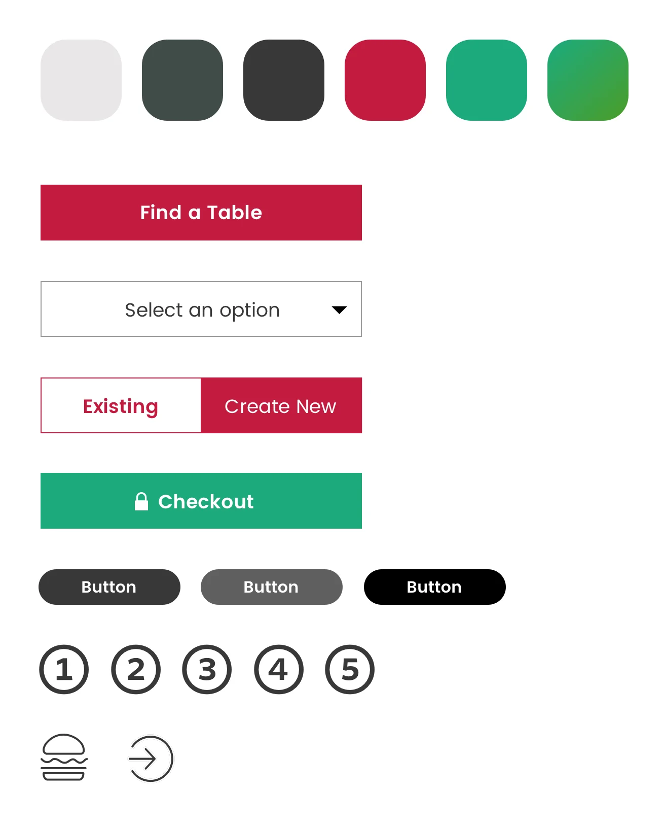 UI Elements: Colour palette, buttons and icons
