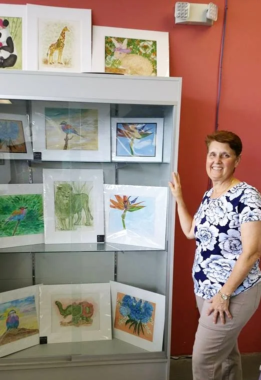 Carlene with her prints at And33's. Source: Carlene Harris