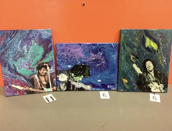  John Hunter's Jimi Hendrix canvas series, available at Andee's.
