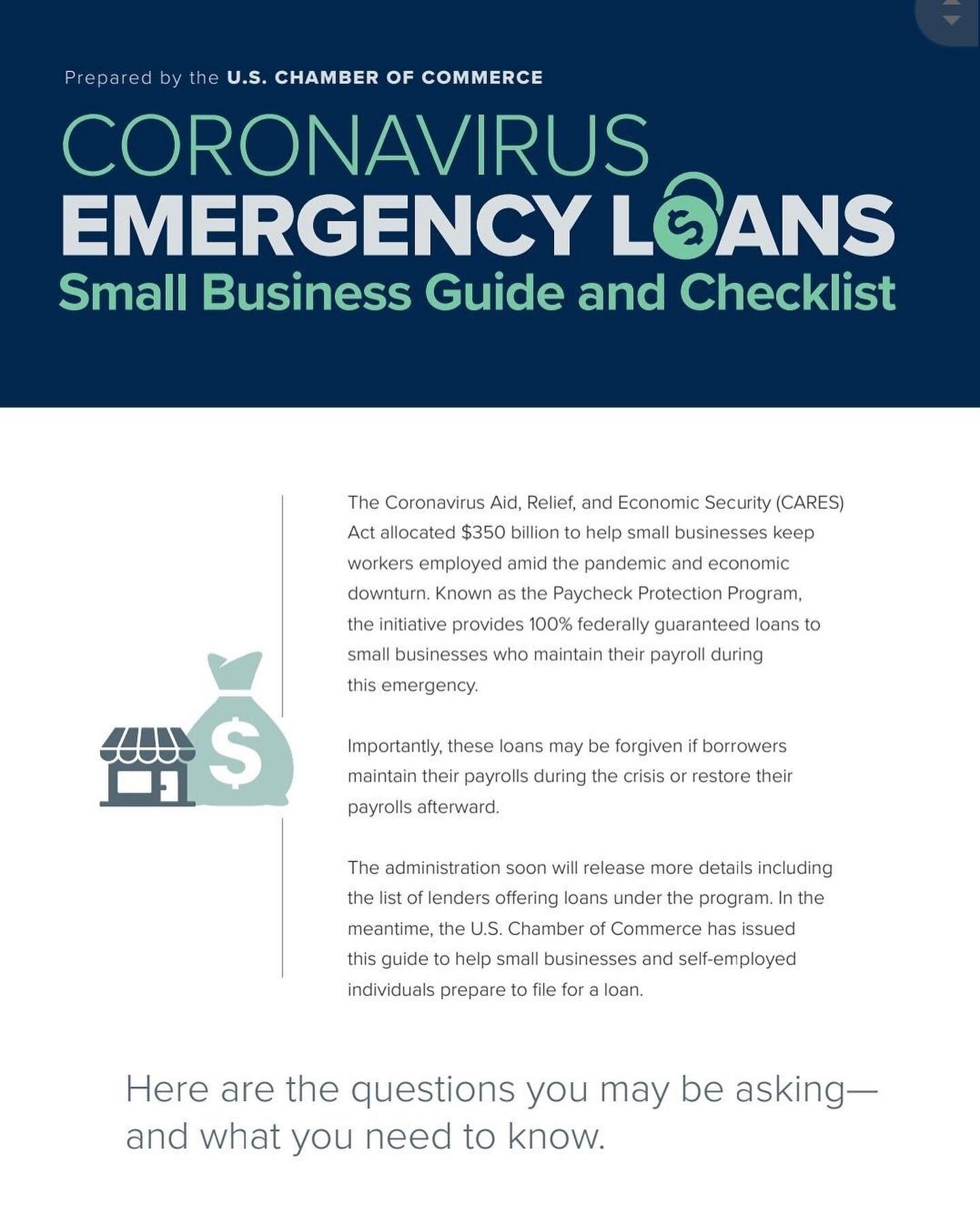 Super helpful information from the US Chamber of Commerce on the detailed terms for the payroll protection loan!