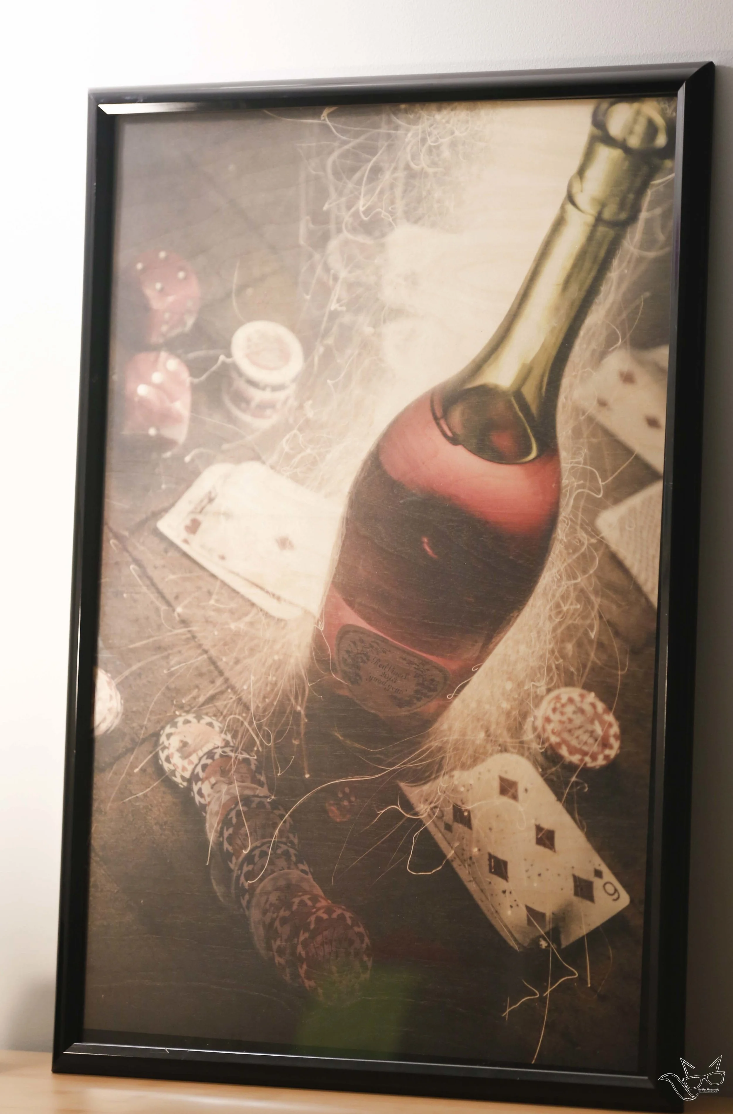 Wine Flames Wood Print 