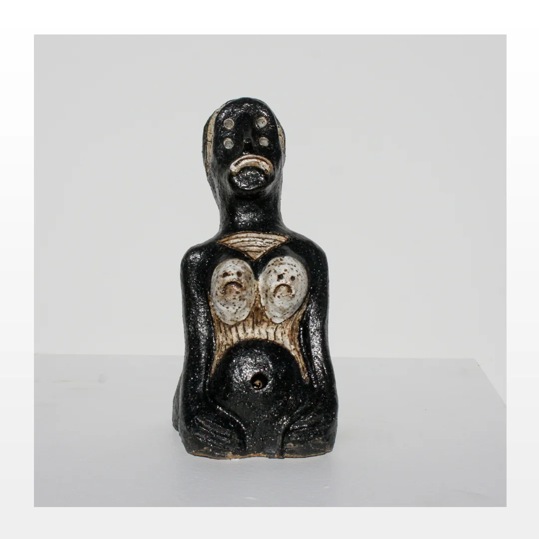 “Sympathy Chaser"&nbsp;Brt clay, oxide and glaze.&nbsp;