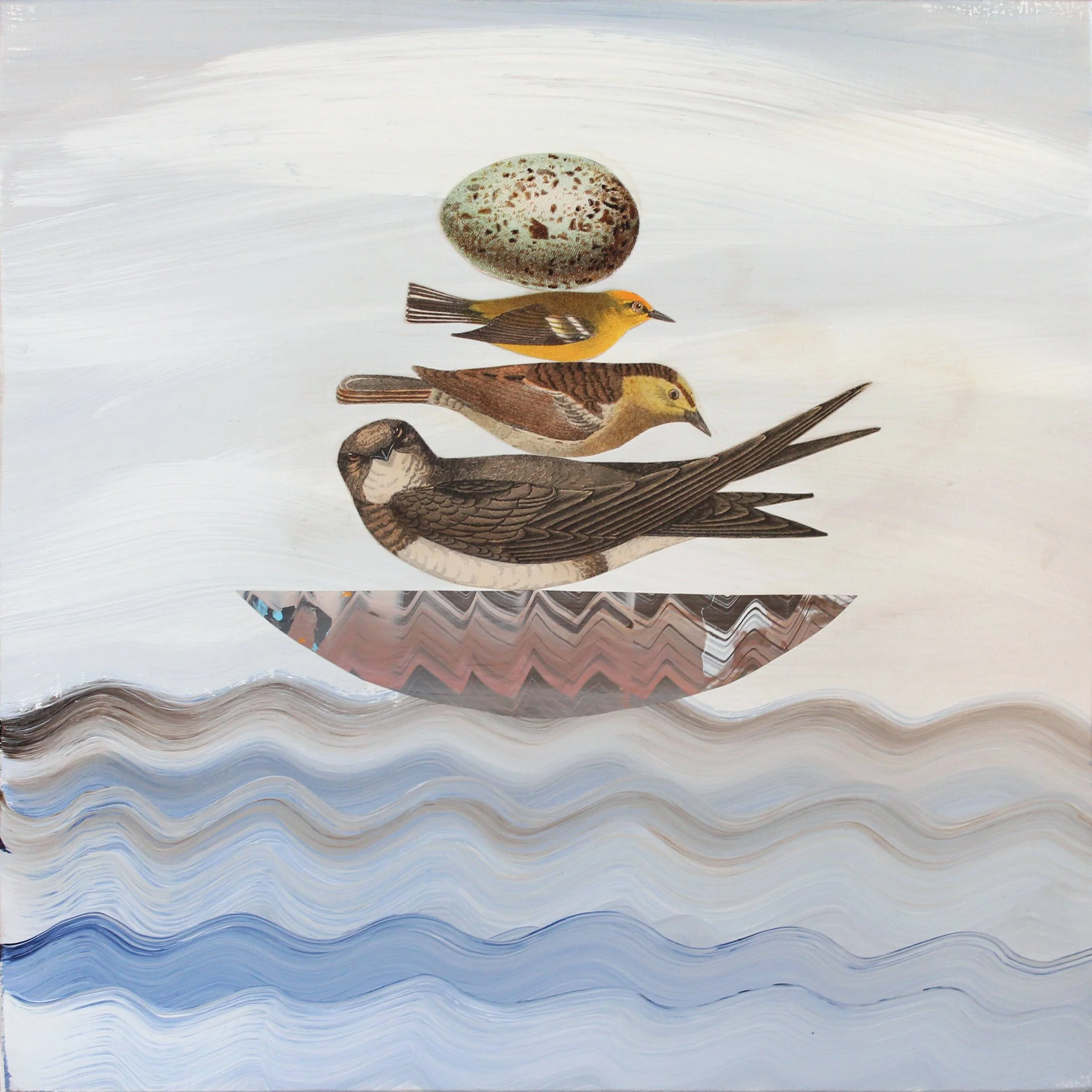  Ark for Companionship Vintage prints and papers, acrylic paint on panel 12x12”, $650, For more info or to purchase,  CLICK HERE  