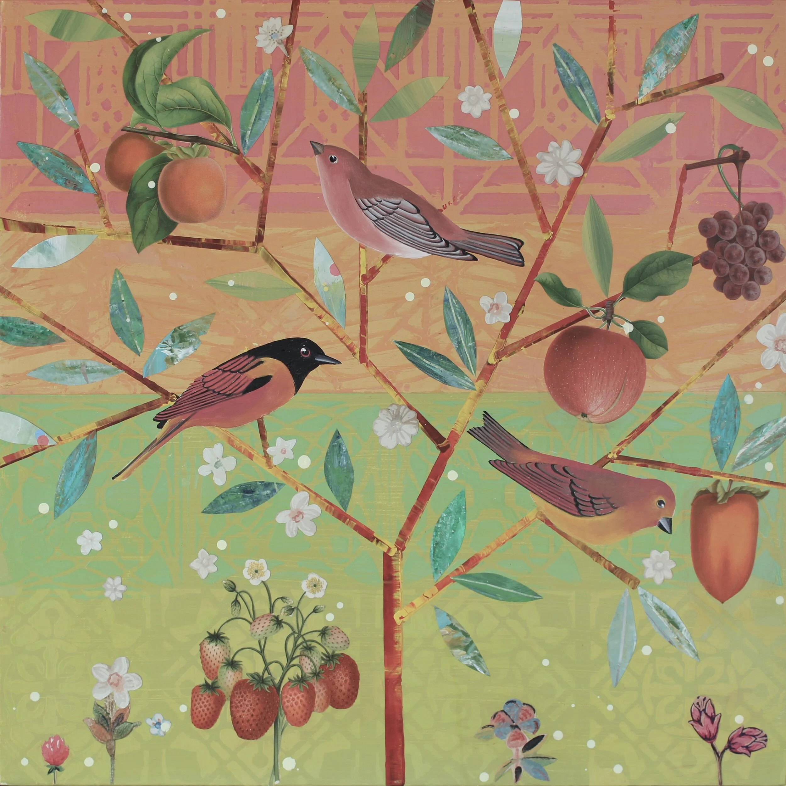  Tree in the Sun Mixed Media on birch panel 24x24”, 2021, $2,300 SOLD 