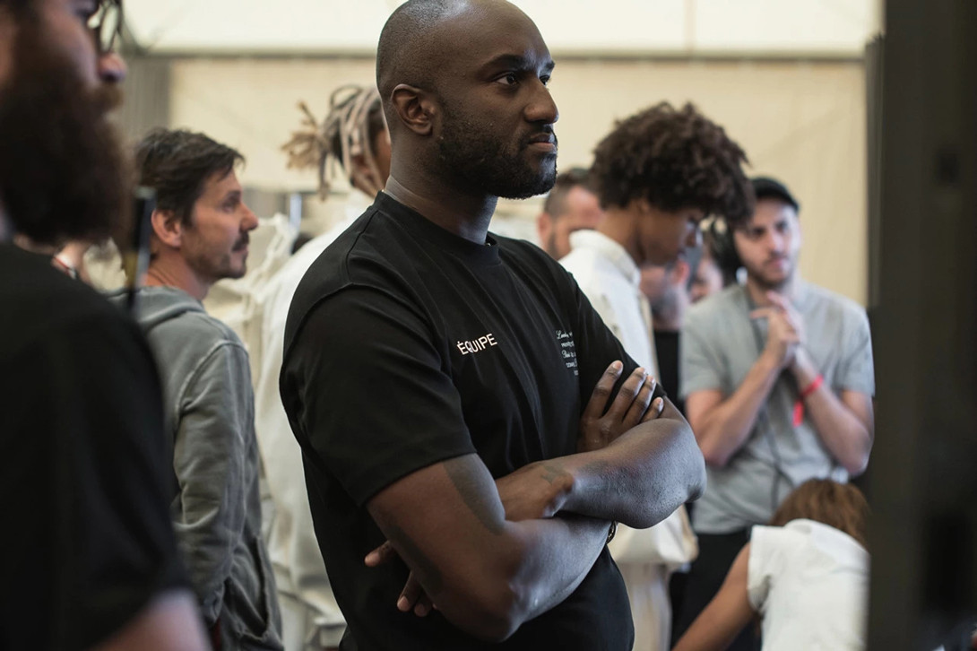 Designer Virgil Abloh backstage at his first Louis Vuitton Men's Show in Paris, France.