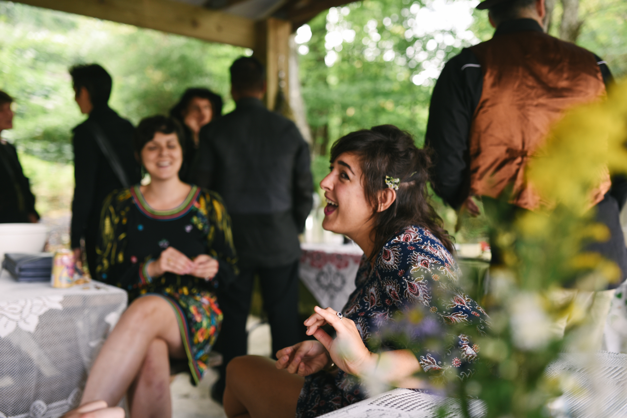  Mountain Wedding, Outdoors, Rustic, West Virginia, Maryland Wedding Photographer, DIY, Casual, Guests laughing and chatting outdoors 
