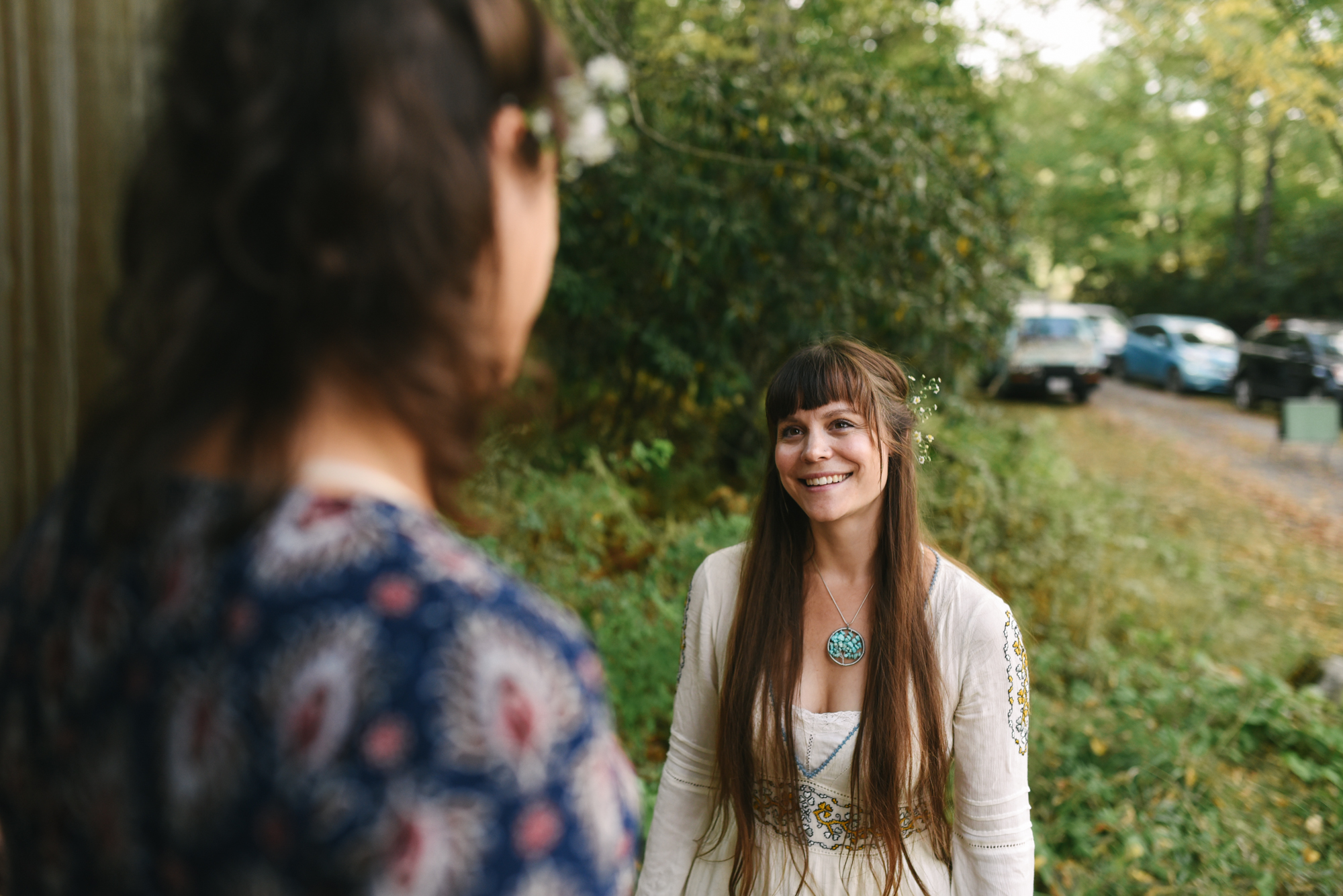  Mountain Wedding, Outdoors, Rustic, West Virginia, Maryland Wedding Photographer, DIY, Casual, Bride smiling and getting ready for ceremony 