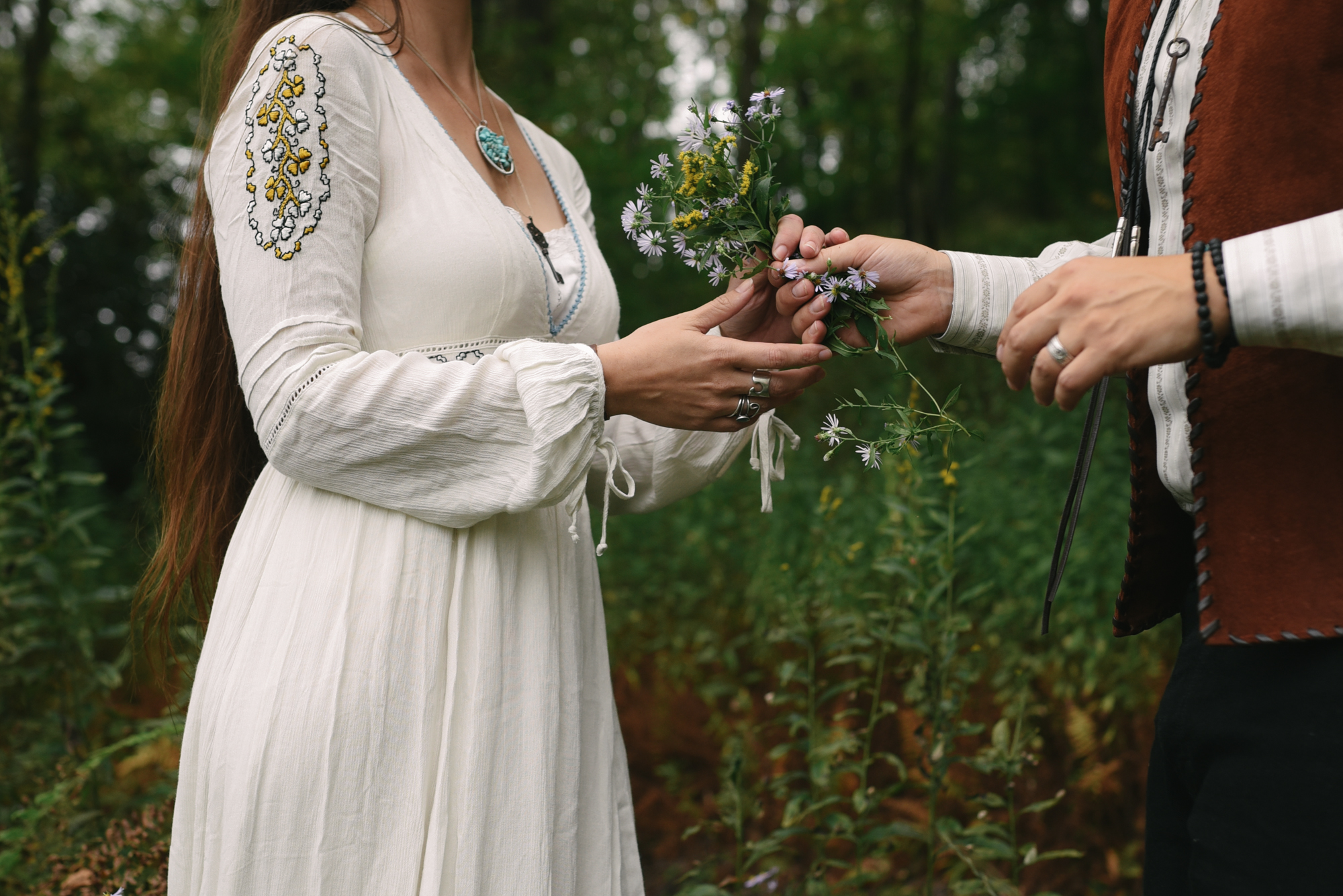  Mountain Wedding, Outdoors, Rustic, West Virginia, Maryland Wedding Photographer, DIY, Casual, sweet photo of groom giving bride wildflowers 