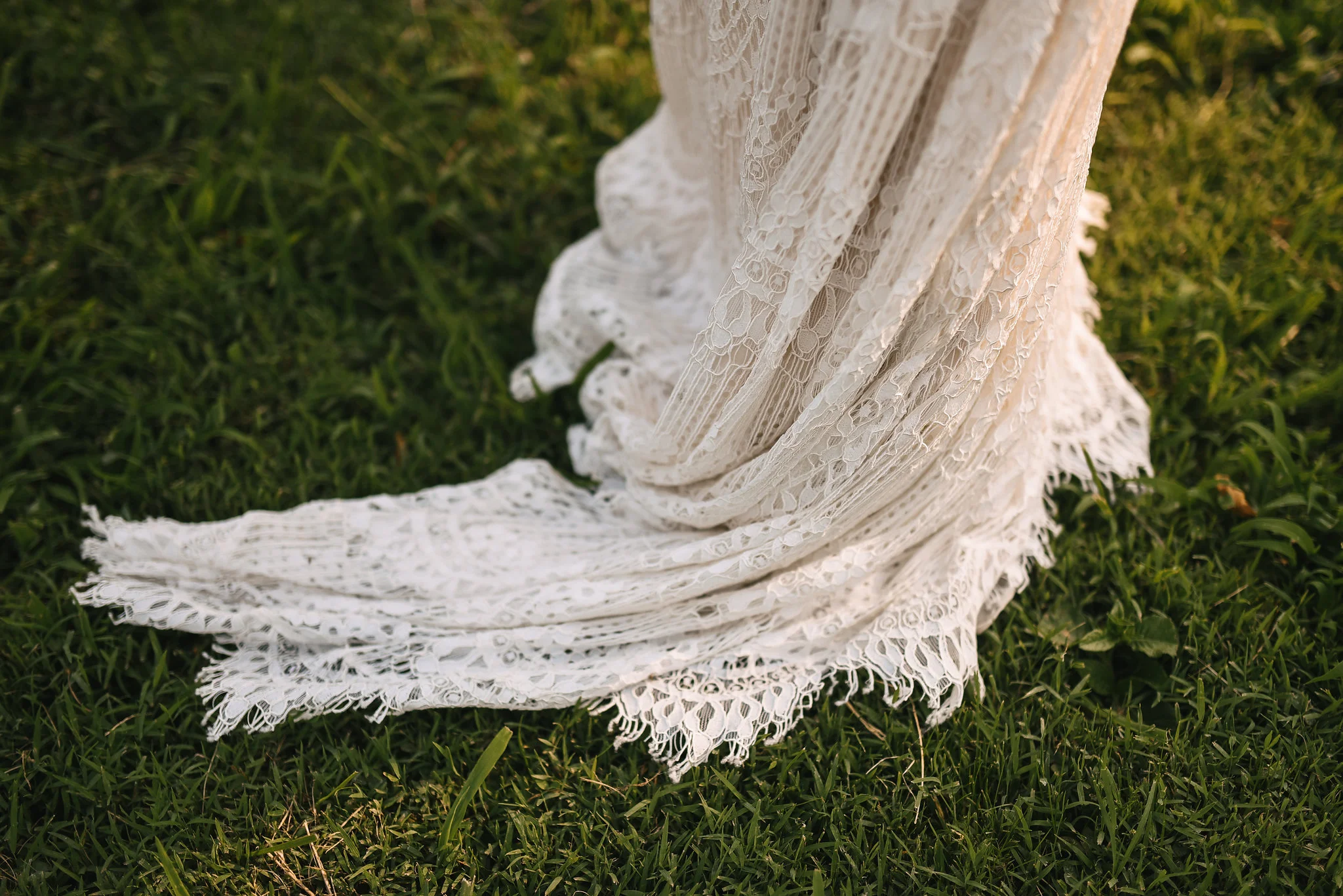 Maryland, Eastern Shore, Baltimore Wedding Photographer, Romantic, Boho, Backyard Wedding, Nature, Wedding Dress Train, Lace Daughters of Simone Dress