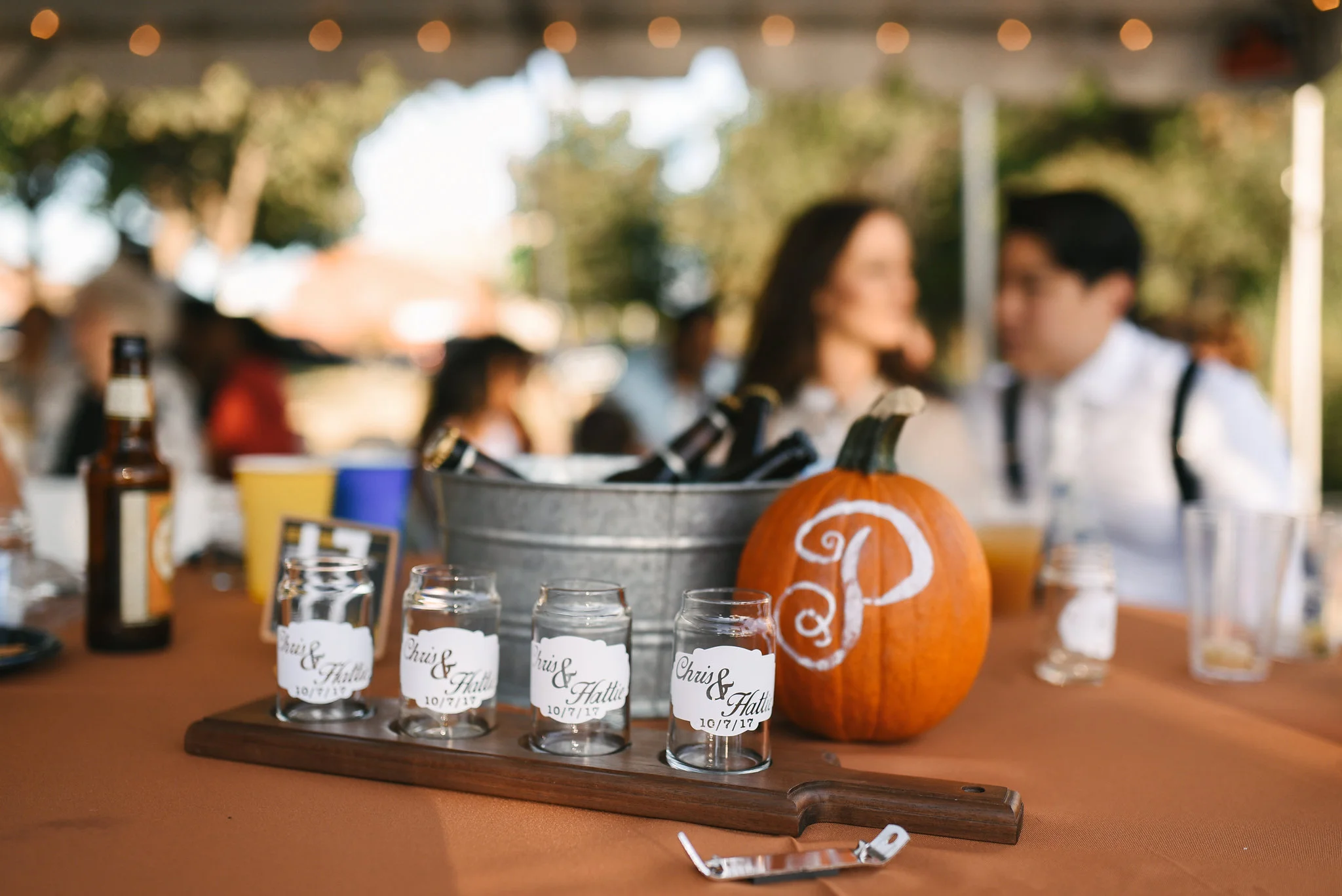 Baltimore, Canton, Modern, Outdoor Reception, Maryland Wedding Photographer, Romantic, Classic, Boston Street Pier Park, Craft Beer Flight, Custom beer glasses
