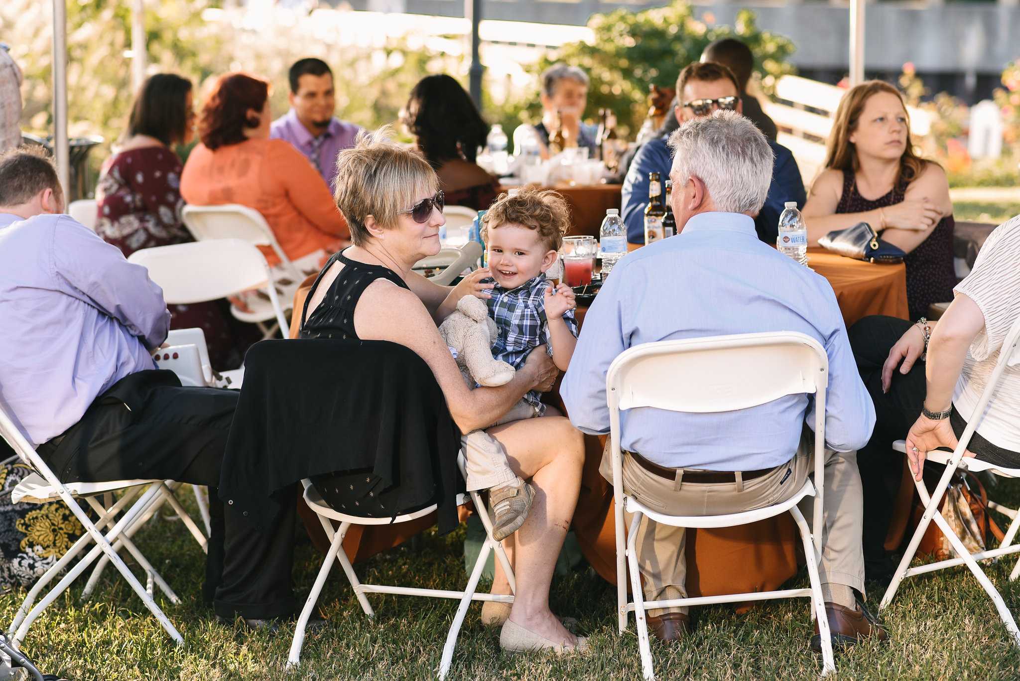  Baltimore, Canton, Modern, Outdoor Reception, Maryland Wedding Photographer, Romantic, Classic, Boston Street Pier Park, Wedding guests at tables during reception 