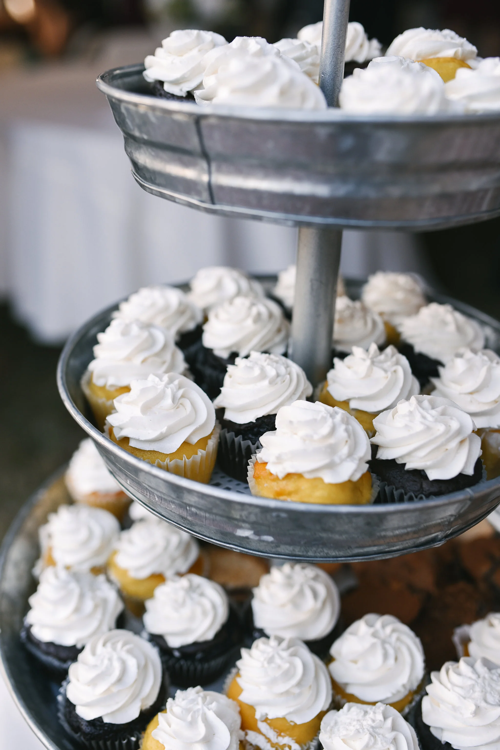 Baltimore, Canton, Modern, Outdoor Reception, Maryland Wedding Photographer, Romantic, Classic, Boston Street Pier Park, Cupcake tower at reception, Dessert display