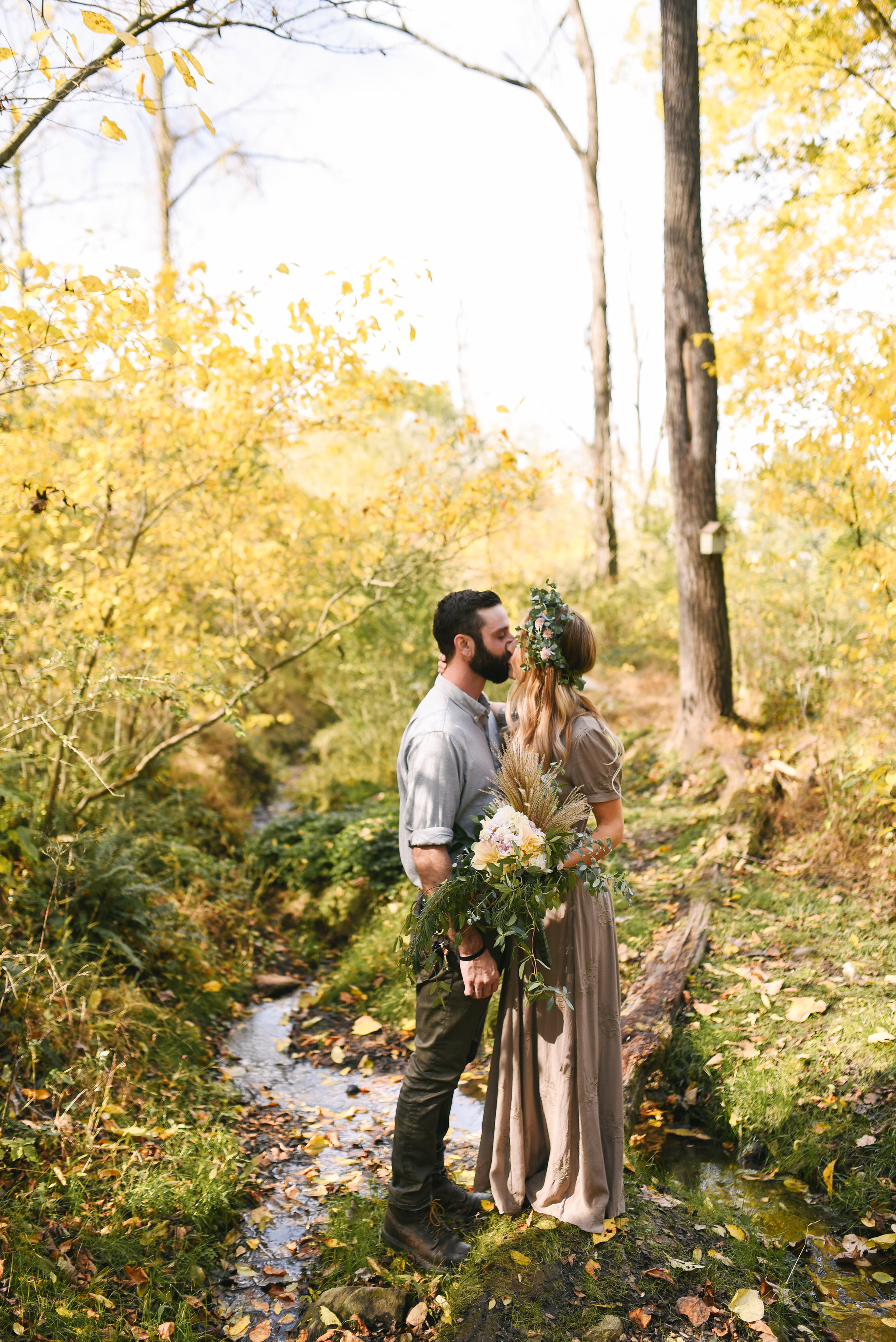  Baltimore, Maryland Wedding Photographer, Backyard Wedding, DIY, Rustic, Casual, Fall Wedding, Woodland, Flower Crown, Linen Wedding Dress, Eucalyptus  