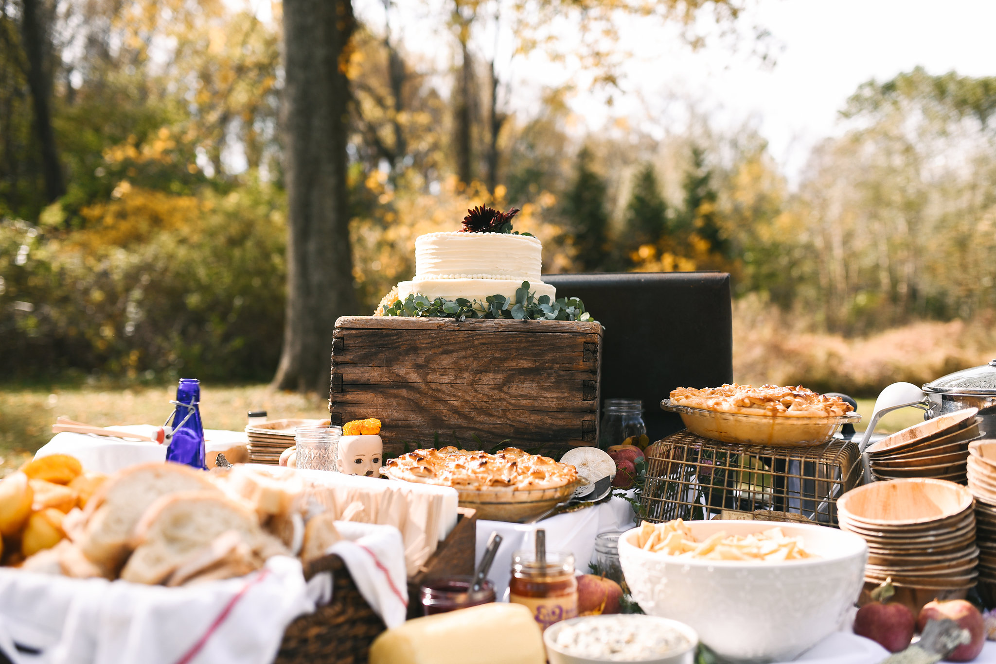  Baltimore, Maryland Wedding Photographer, Backyard Wedding, DIY, Rustic, Casual, Fall Wedding, Woodland, Dessert Table at Reception, Wedding Cake, Crooked Fence Farm 