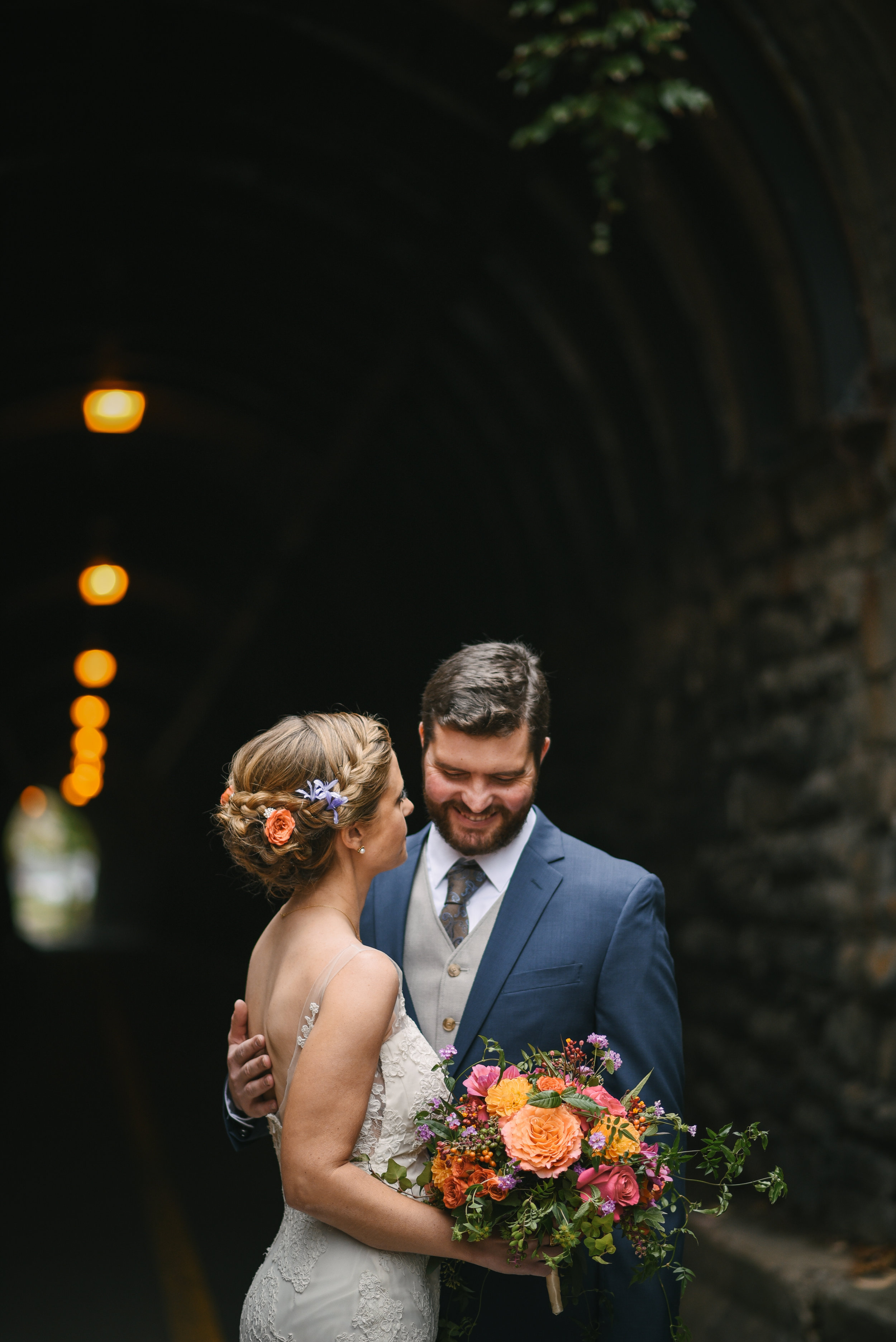 Alexandria, Virginia, Fall Wedding, Autumn, Historic Wedding, Old Town, DC, Wilkes Street Tunnel, Romantic, Lian Carlo Wedding Dress, Secluded Moments, The Enchanted Florist Bouquet