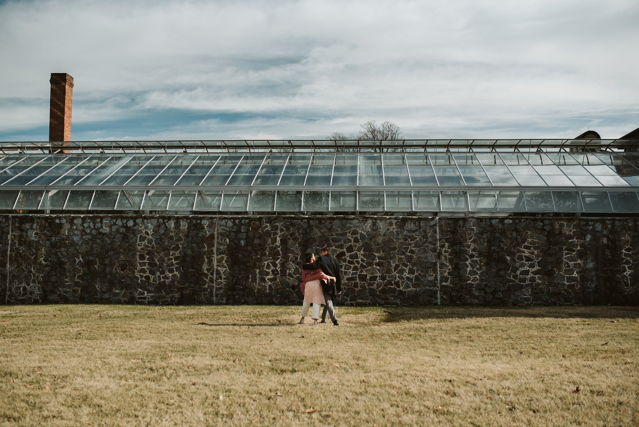 Elopement, Weekday Wedding, Towson, Rawlings Conservatory, Greenhouse, Maryland Wedding Photographer, Indian American, Outdoor, Nature, Romantic, Garden, Bride and Groom Walking Outside, Hugging