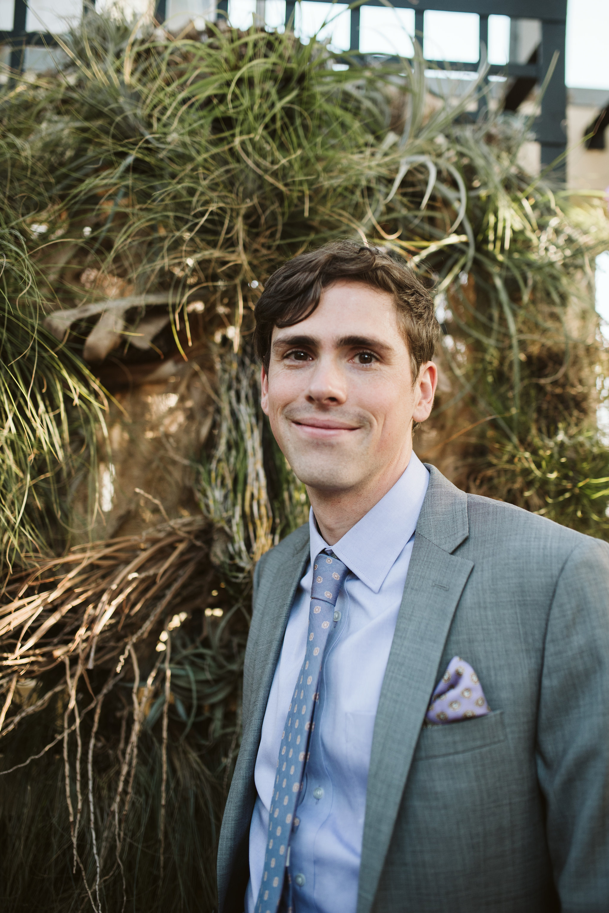 Elopement, Weekday Wedding, Baltimore, Rawlings Conservatory, Greenhouse, Maryland Wedding Photographer, Indian American, Nature, Romantic, Garden, Gray Suit, Groom Portrait