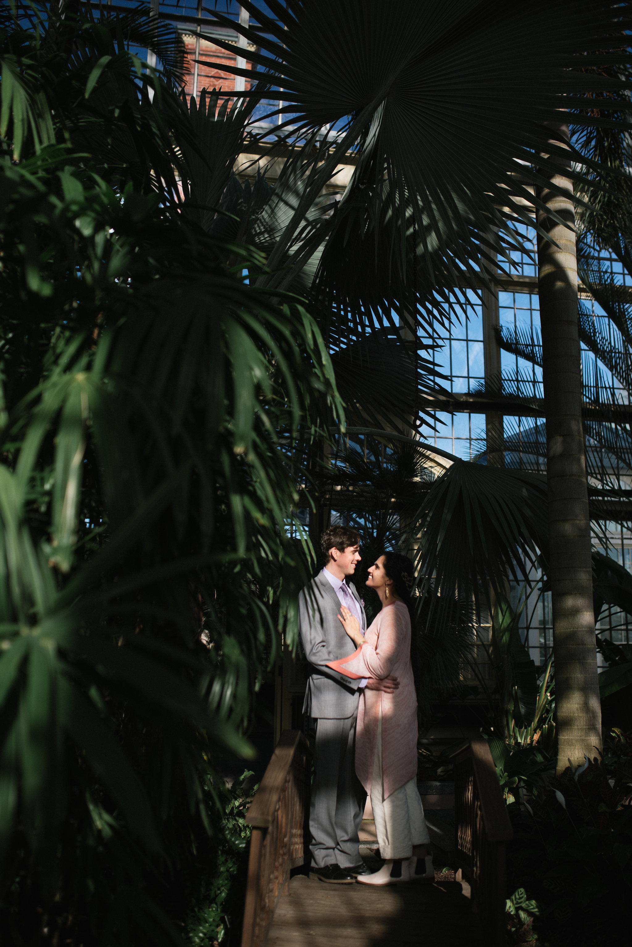 Baltimore, Rawlings Conservatory, Greenhouse, Maryland Wedding Photographer, Indian American, Nature, Romantic, Garden, Secluded Moments, Bride and Groom Laughing, Whimsical