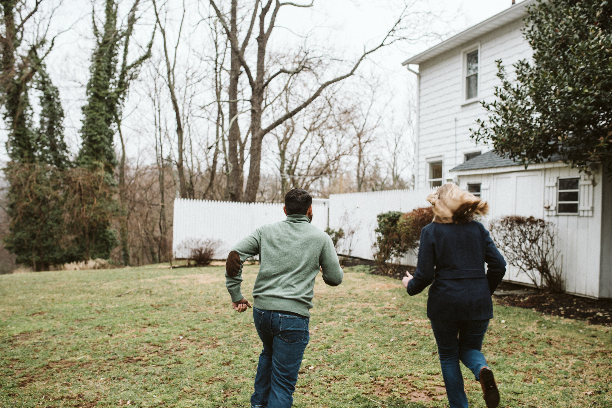 Engagement Photos, Ellicott City, Maryland Wedding Photographer, Winter, Overhills Mansion, Indian American, Historical, Classic, Outdoor, Bride and Groom Running