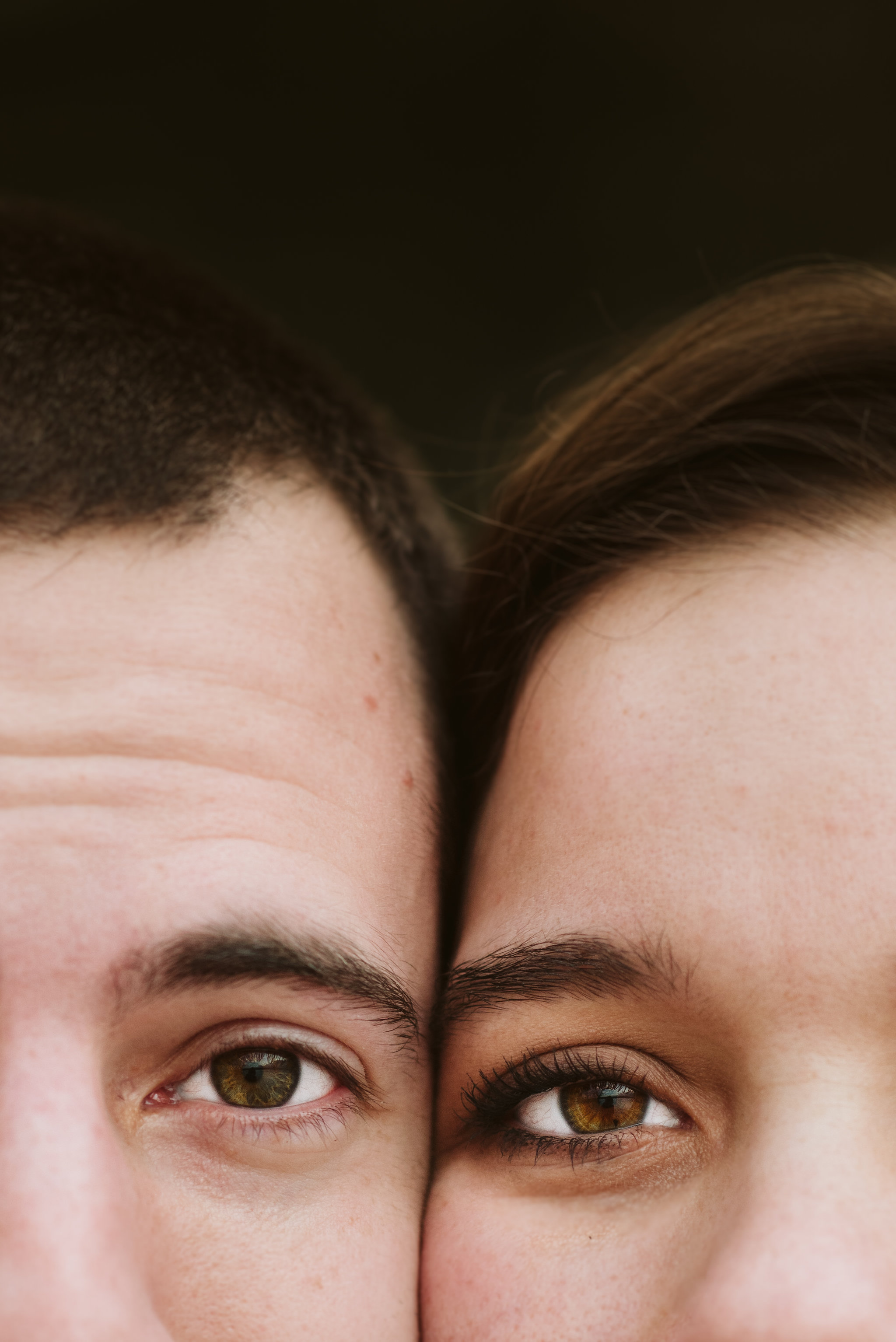  Baltimore County, Loch Raven Reservoir, Maryland Wedding Photographer, Winter, Engagement Photos, Nature, Romantic, Clean and Classic, Closeup of Bride and Groom’s Eyes, Detail Photo 