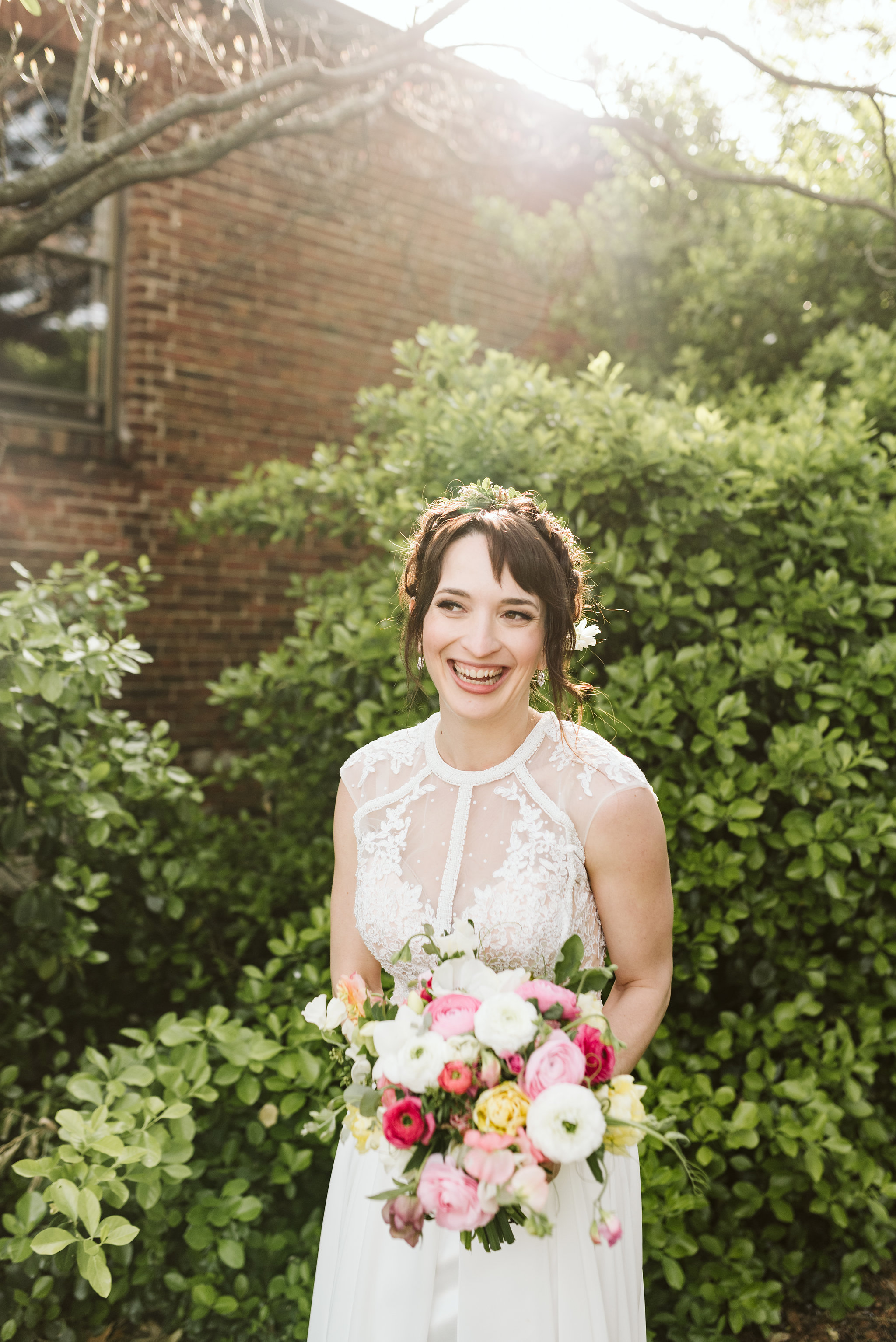  Baltimore, Maryland Wedding Photographer, Hampden, Eco-Friendly, Green, The Elm, Simple and Classic, Vintage, Bride Laughing in the Sunshine, Smoke and Mirrors Salon, La Vie En Blanc 