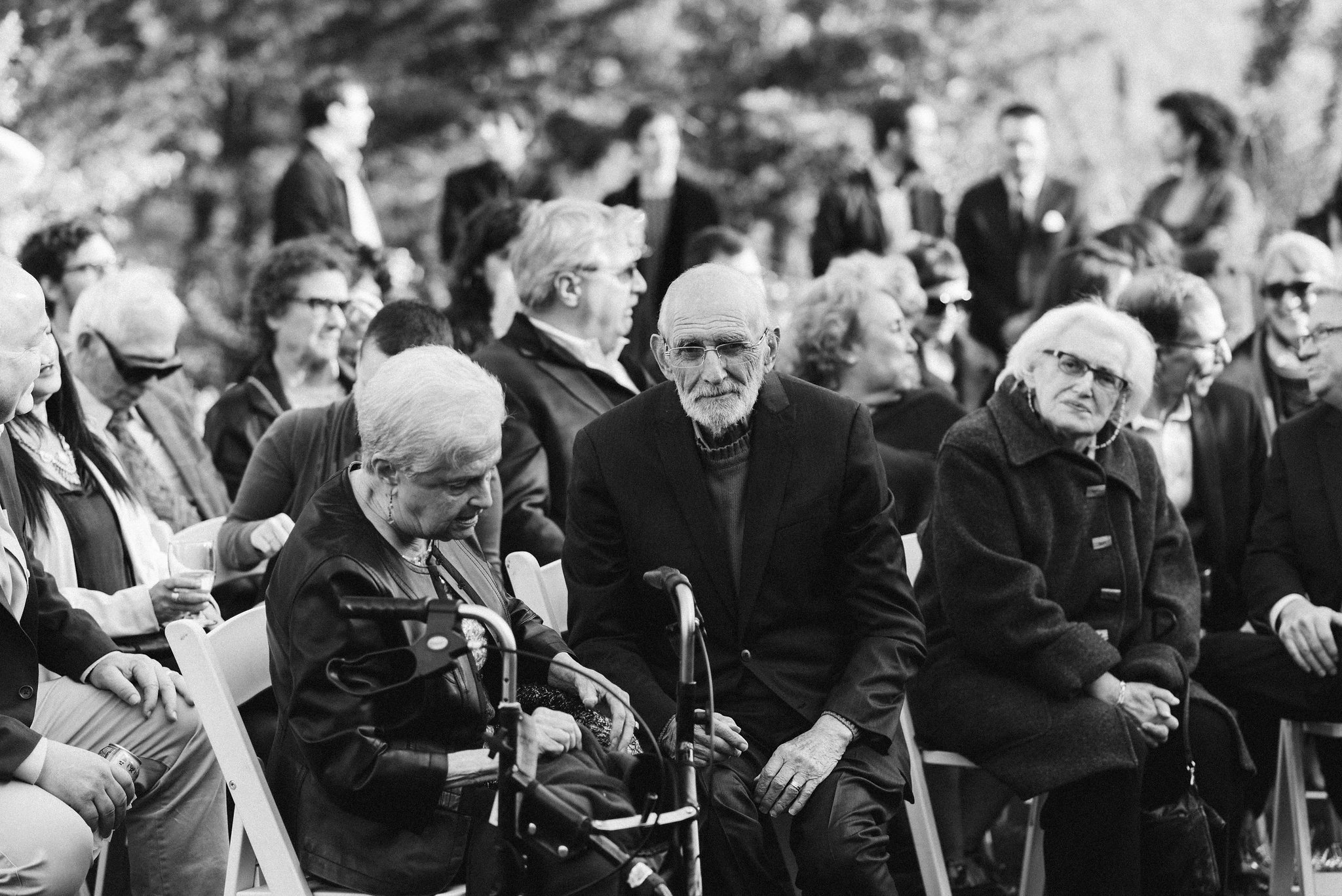  Baltimore, Maryland Wedding Photographer, Hampden, Eco-Friendly, Green, The Elm, Simple and Classic, Vintage, Family Gathering at Ceremony, Black and White Photo 