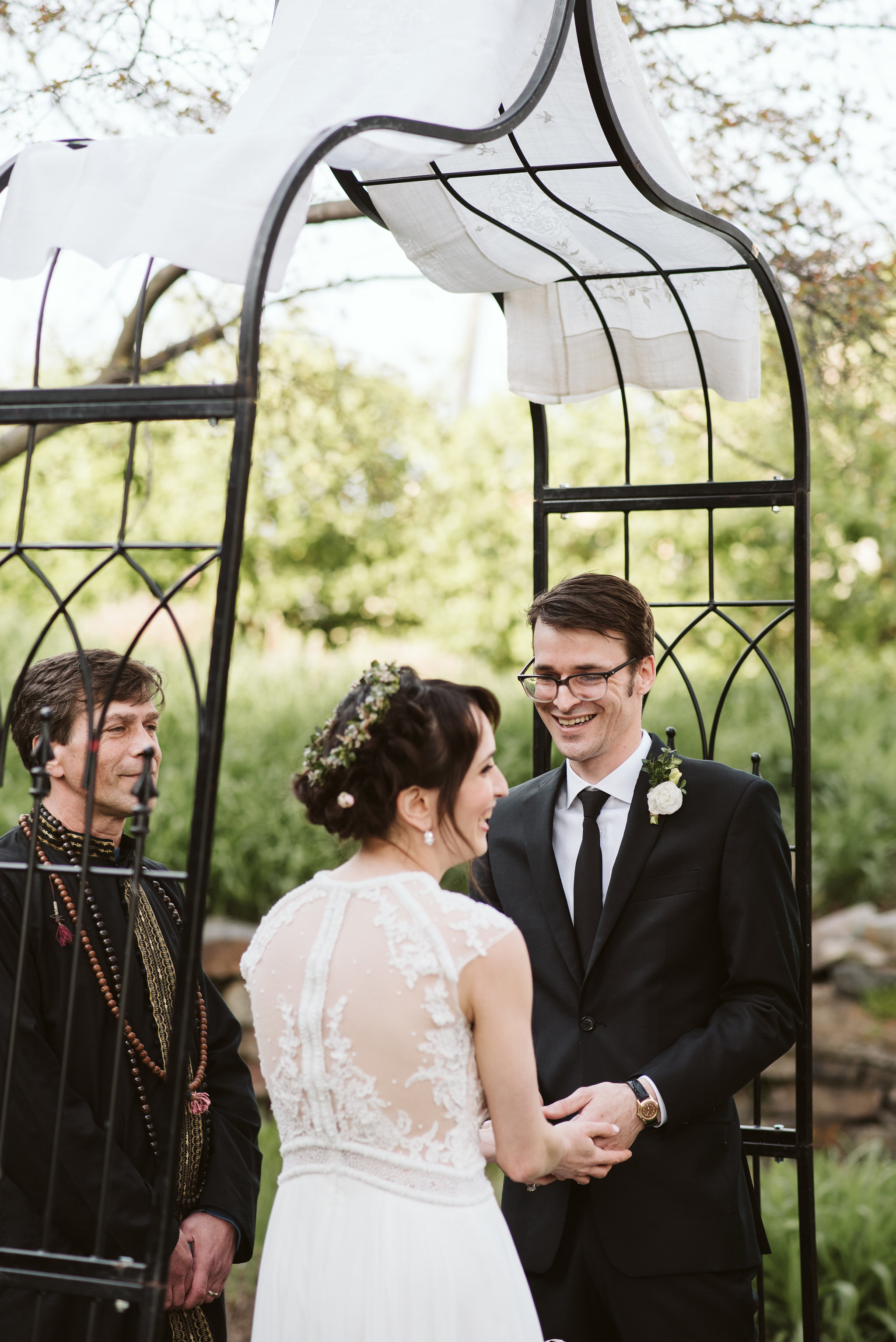  Baltimore, Maryland Wedding Photographer, Hampden, Eco-Friendly, Green, The Elm, Simple and Classic, Vintage, Bride and Groom Laughing Together During Ceremony 