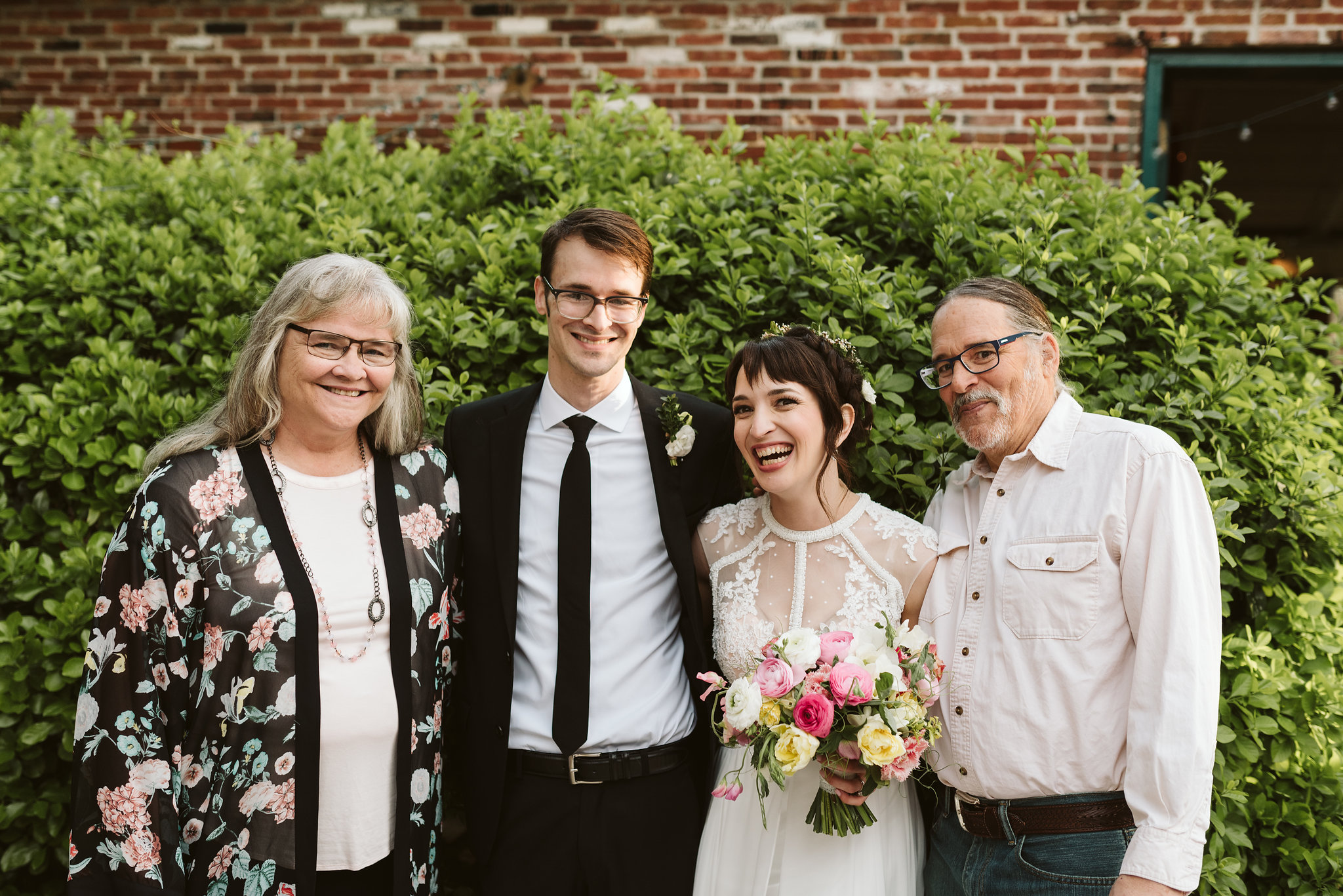  Baltimore, Maryland Wedding Photographer, Hampden, Eco-Friendly, Green, The Elm, Simple and Classic, Vintage, Bride and groom with Parents of the Groom, Local Color Flowers 