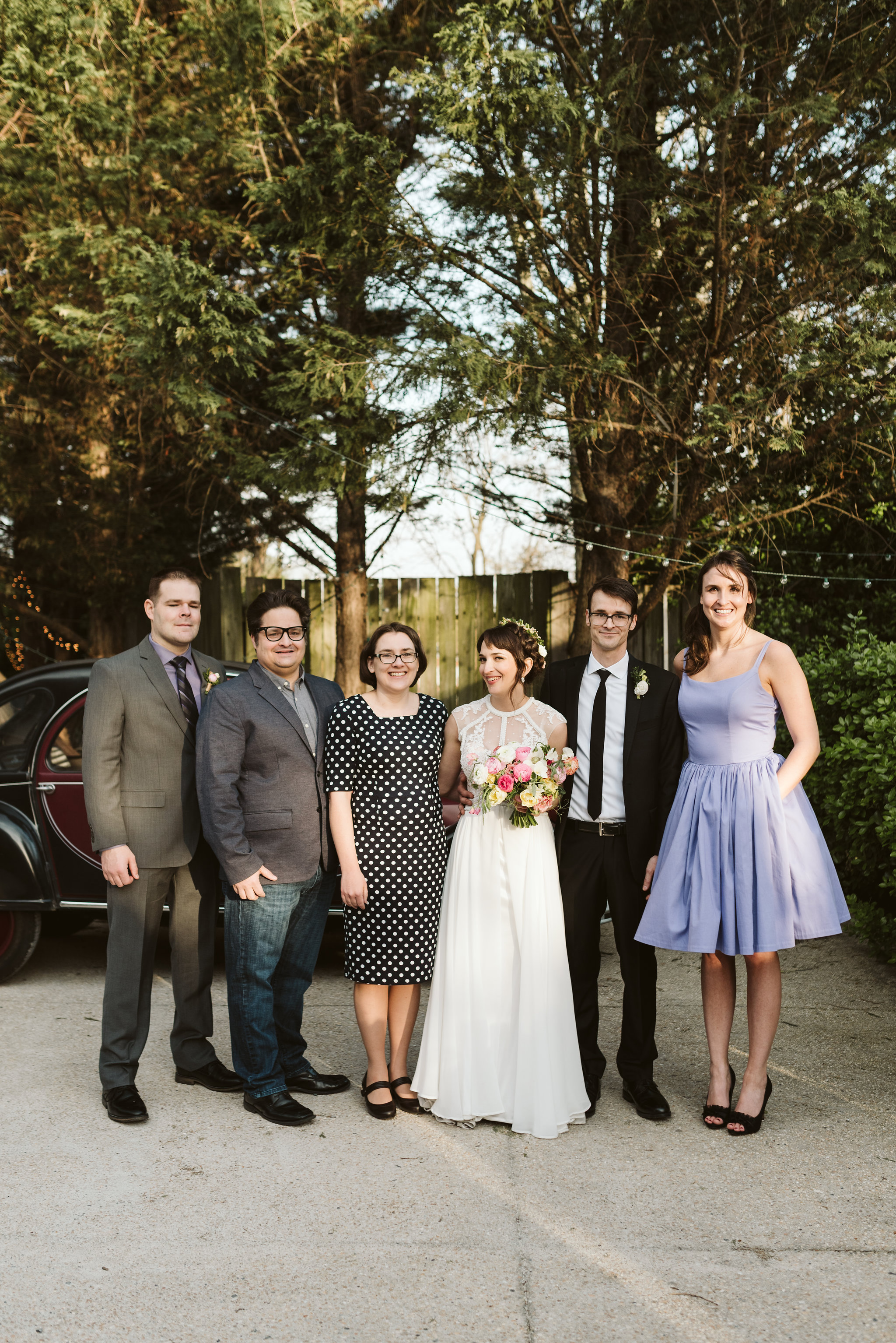  Baltimore, Maryland Wedding Photographer, Hampden, Eco-Friendly, Green, The Elm, Simple and Classic, Vintage, Portrait of Bride and Groom with Friends and Family, La Vie En Blanc 