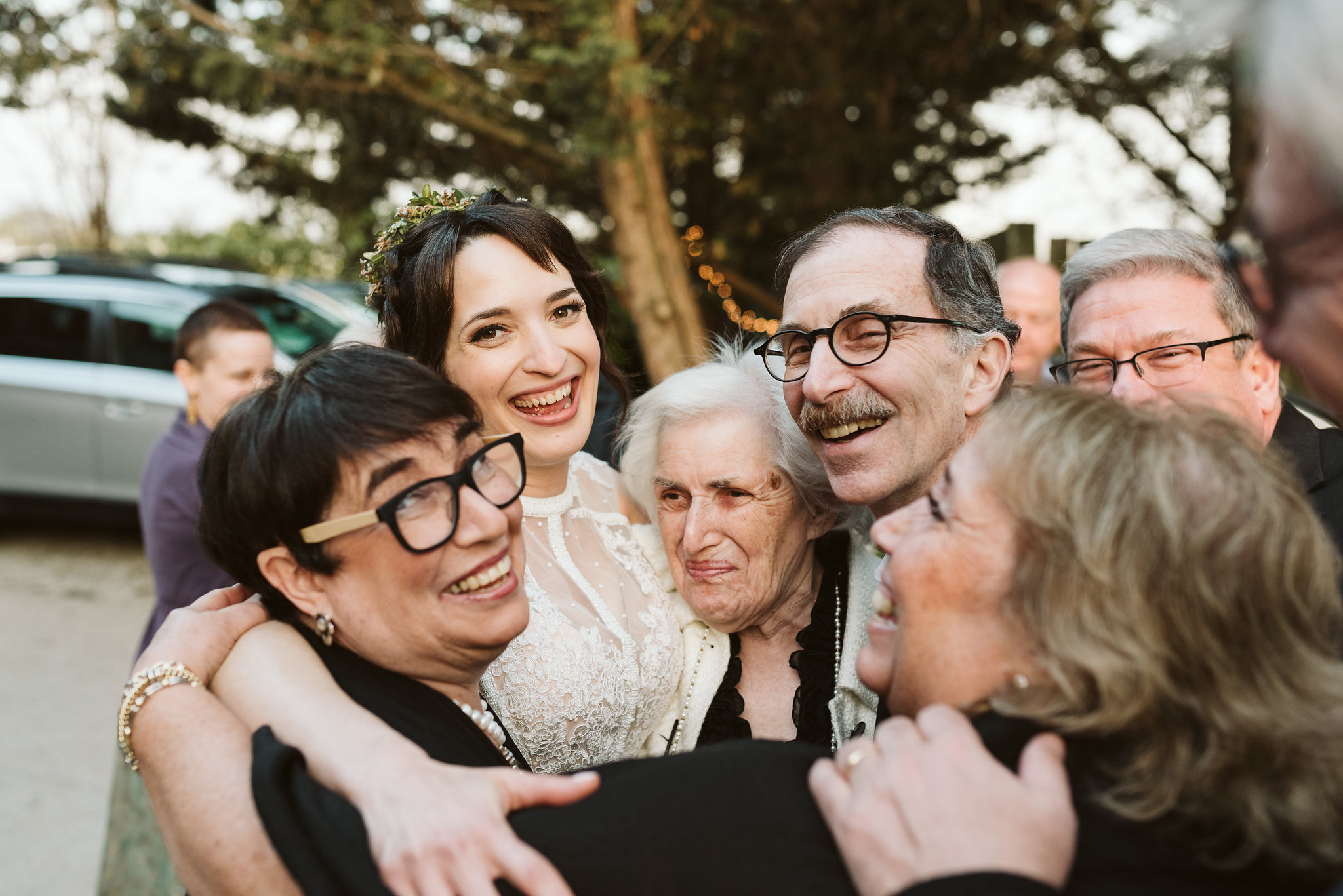  Baltimore, Maryland Wedding Photographer, Hampden, Eco-Friendly, Green, The Elm, Simple and Classic, Vintage, Bride Hugging Family Members at Reception 