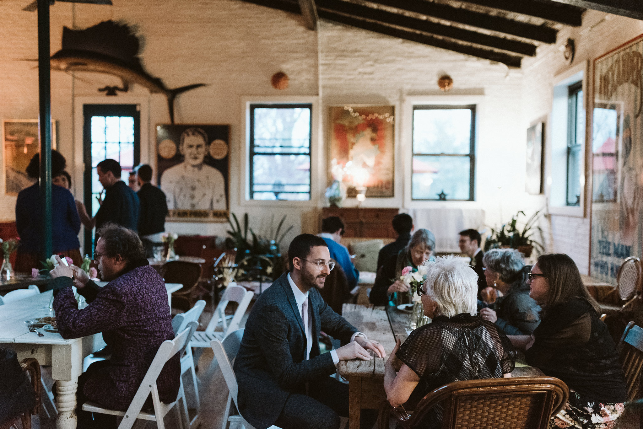  Baltimore, Maryland Wedding Photographer, Hampden, Eco-Friendly, Green, The Elm, Simple and Classic, Vintage, Wedding Guests Enjoying Reception 