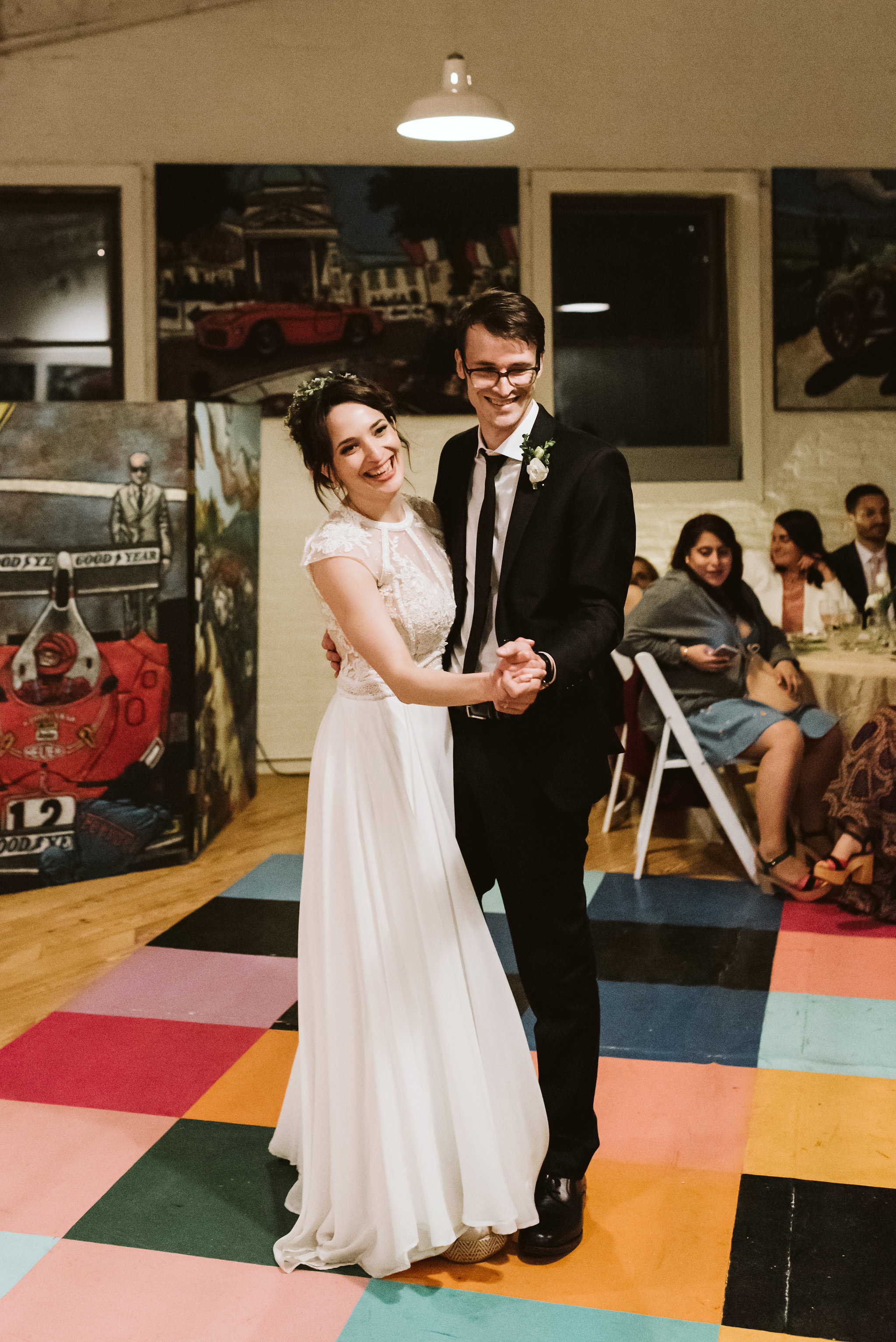  Baltimore, Maryland Wedding Photographer, Hampden, Eco-Friendly, Green, The Elm, Simple and Classic, Vintage, Brdie and Groom Share First Dance, Flower Crown, La Vie En Blanc 