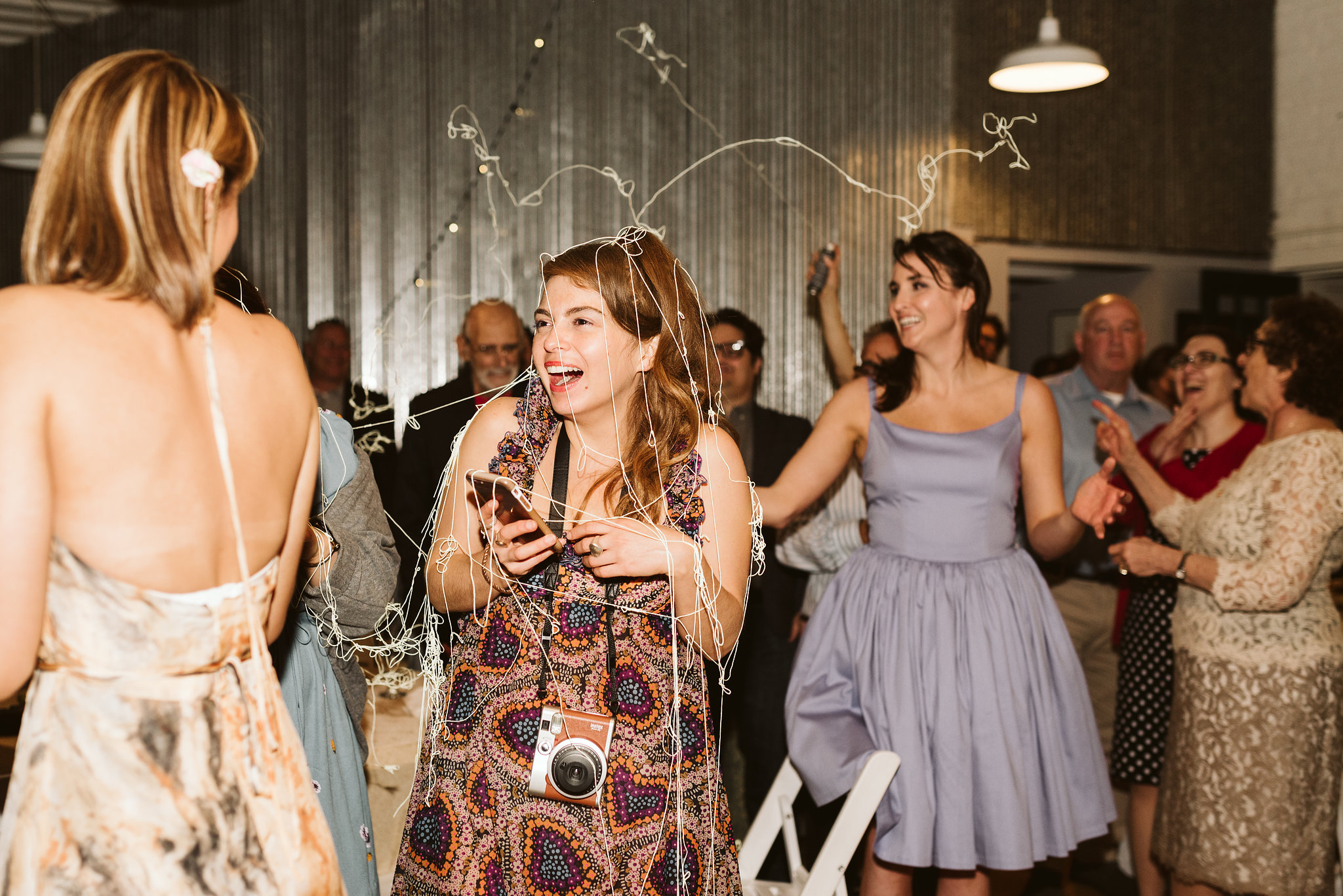  Baltimore, Maryland Wedding Photographer, Hampden, Eco-Friendly, Green, The Elm, Simple and Classic, Vintage, Friends Dancing and Spraying Silly String at Reception, Candid Photo 