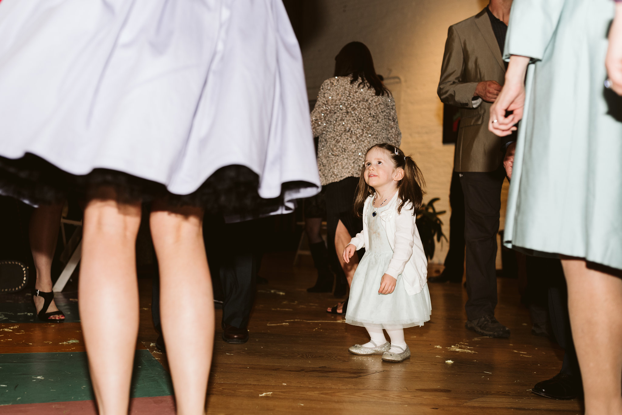  Baltimore, Maryland Wedding Photographer, Hampden, Eco-Friendly, Green, The Elm, Simple and Classic, Vintage, Little Flower Girl Dancing at Reception 