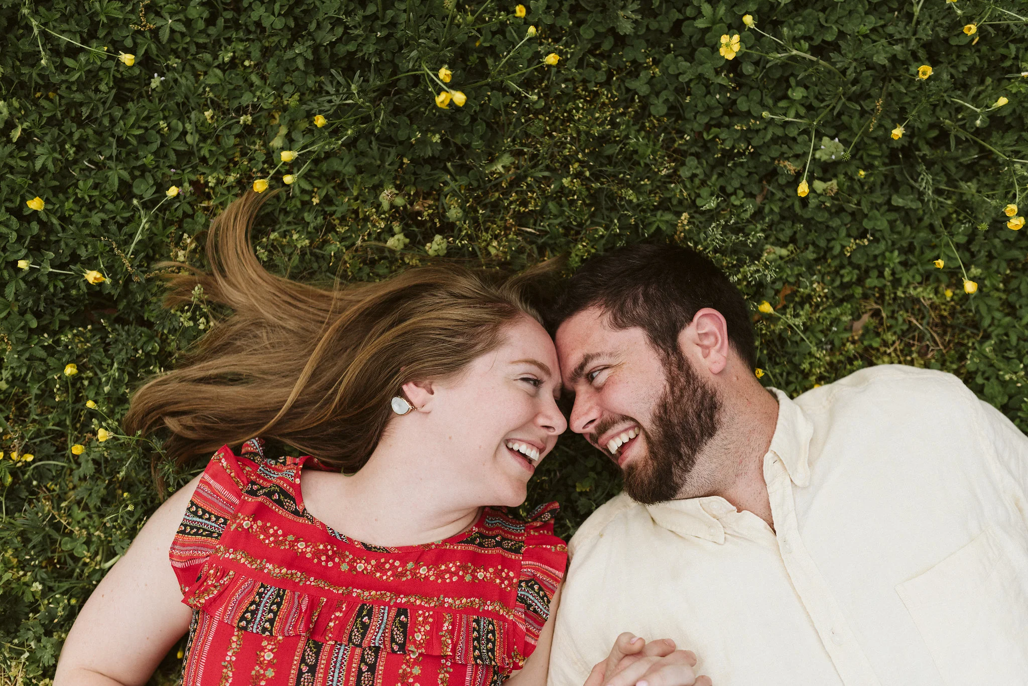 Engagement Photos, Patterson Park, Baltimore, Maryland Wedding Photographer, Casual, Fun, Nature, Bride and Groom Smiling and Laughing Together, Outdoor