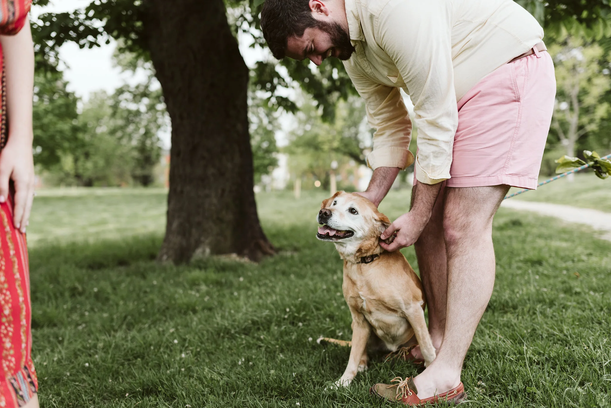 Engagement Photos, Patterson Park, Baltimore, Maryland Wedding Photographer, Casual, Fun, Nature, Bride and Groom with Their Dog, Pets, Springtime